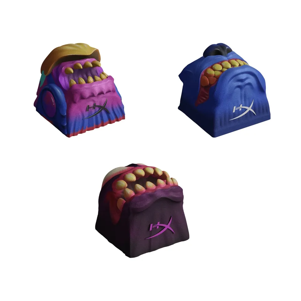 hyperx-3d-bundle-brock-hofer-lot-3-keycaps-fanged-beast-ghost-beast-grim-beast image 1