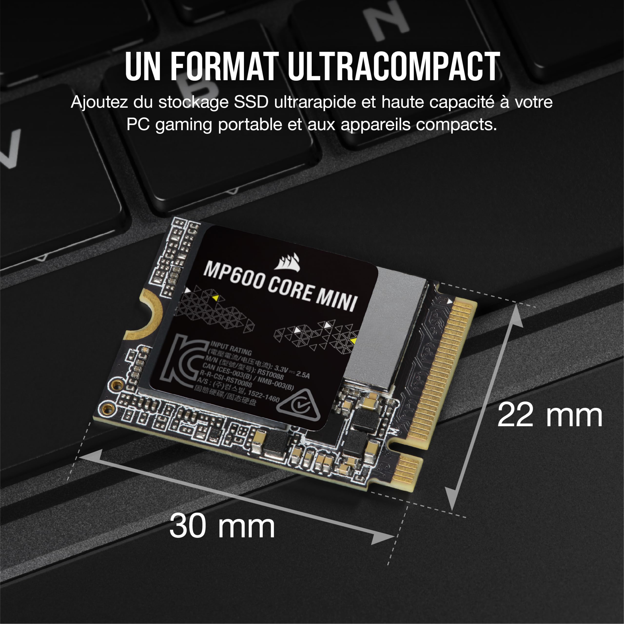 corsair-mp600-core-mini-1-to-m-2-2230-nvme-gen4-ssd-noir image 2