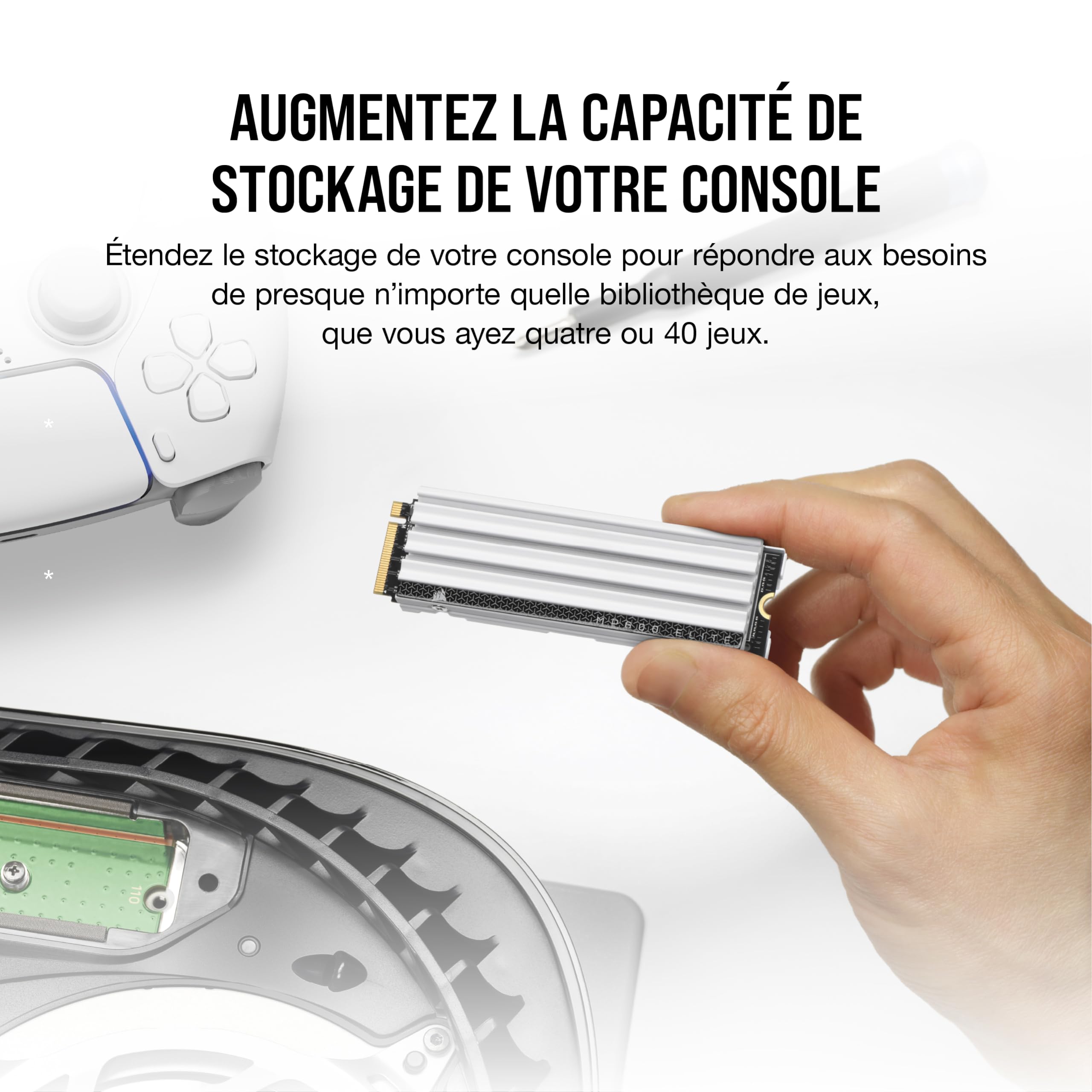 corsair-mp600-elite-2-to-m-2-pcie-gen4-x4-nvme-ssd-avec-dissipateur-blanc image 3