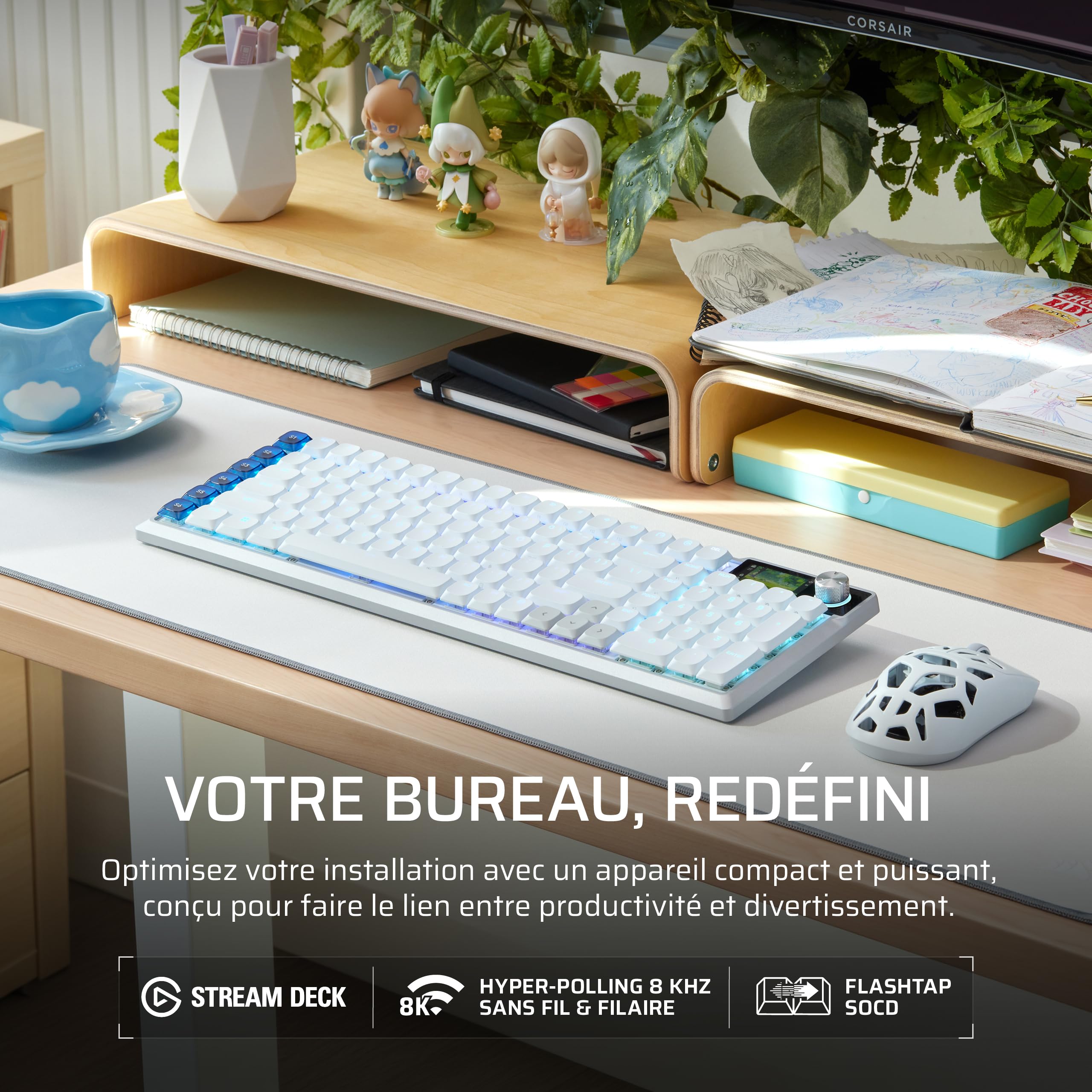 corsair-vanguard-air-99-wireless-clavier-gaming-rgb-azerty-fr-blanc-optique-m-ca image 2