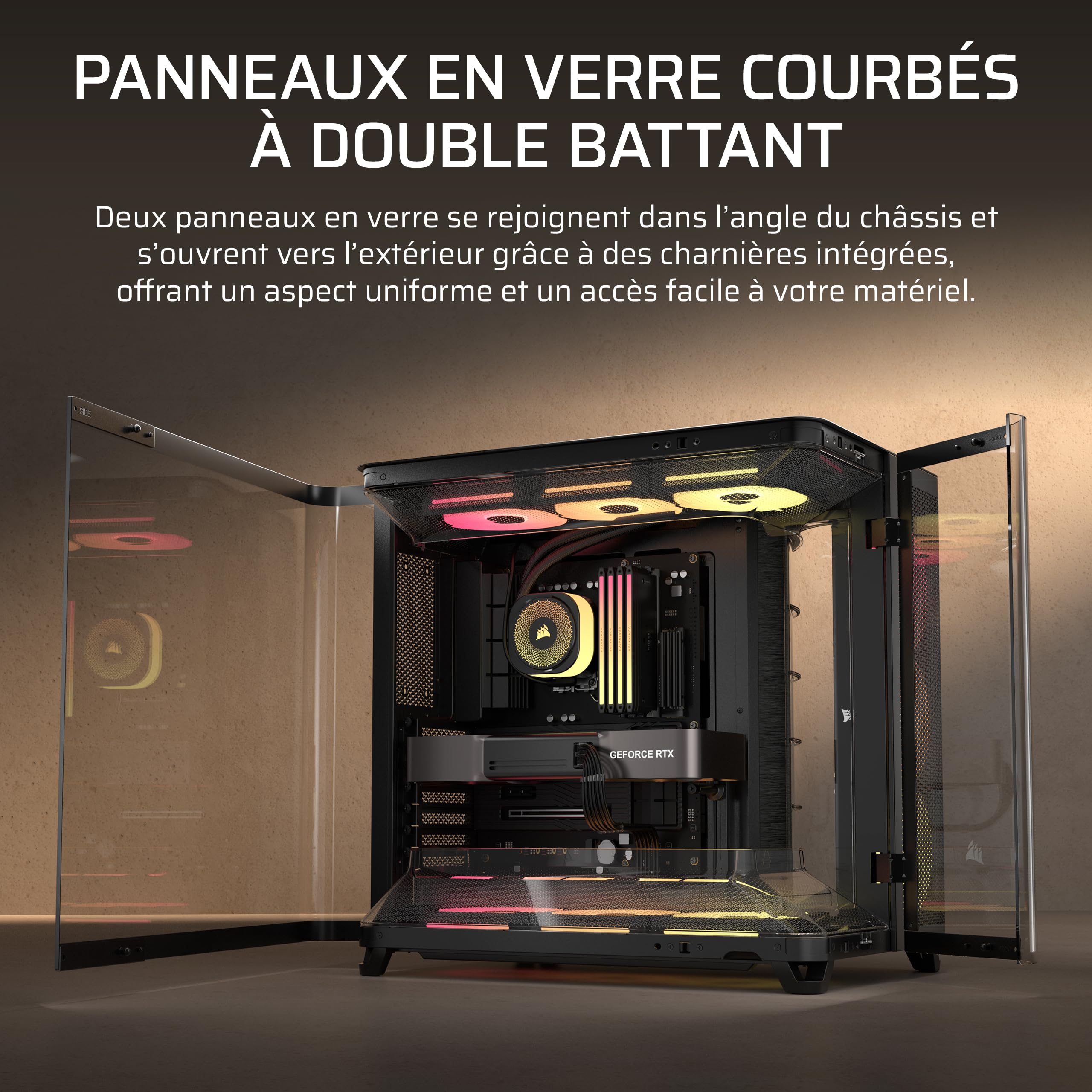 corsair-air-5400-lx-r-rgb-icue-link-bo-tier-pc-triple-chambre-panoramique-noir image 7