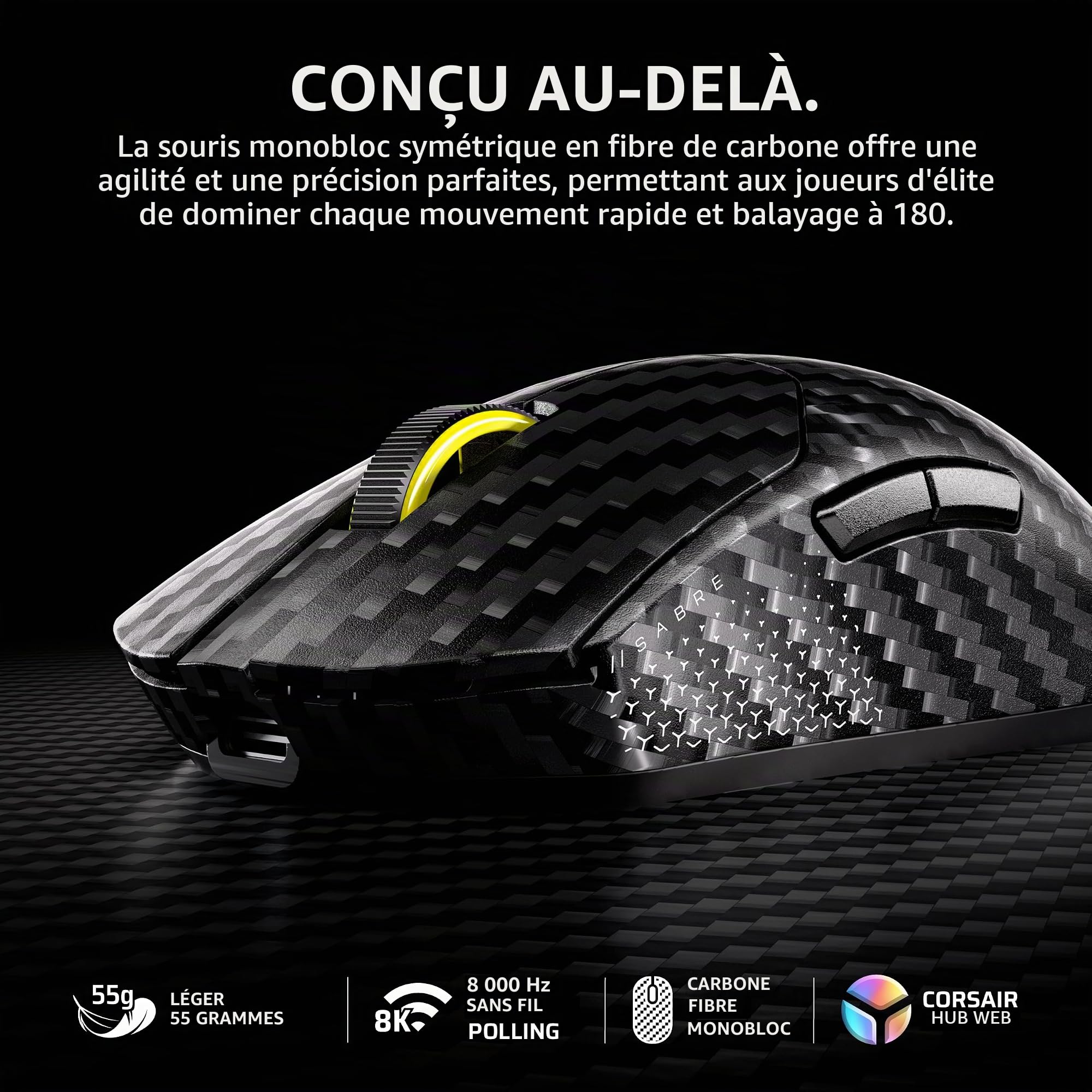 corsair-sabre-v2-pro-souris-gaming-sans-fil-55-g-fibre-de-carbone-33-000-dpi-8-0 image 2