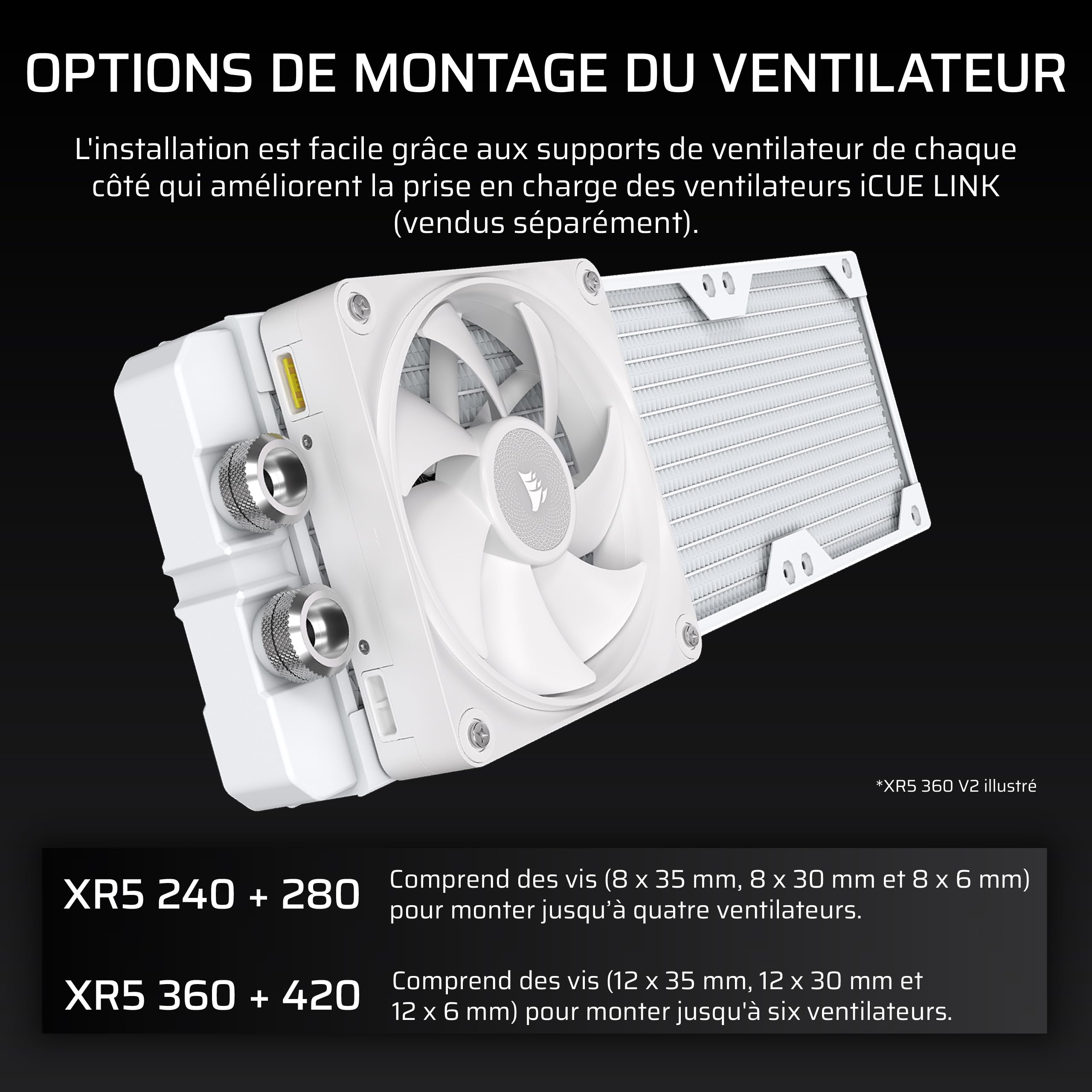 corsair-hydro-x-series-xr5-240mm-v2-radiateur-watercooling-custom-blanc-2x120mm image 3