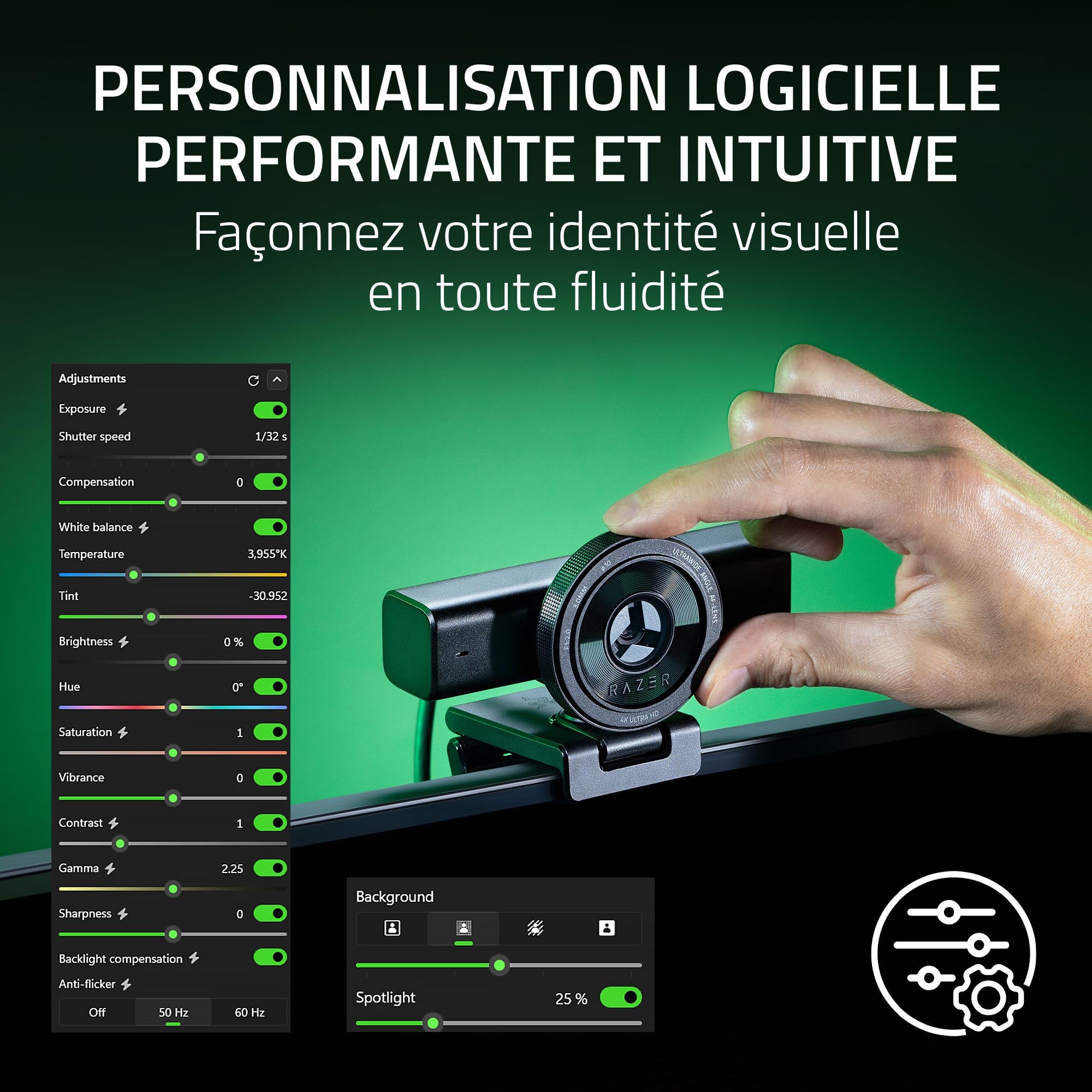 razer-kiyo-v2-webcam-4k-30fps-cadrage-auto-ia-hdr-noir image 6