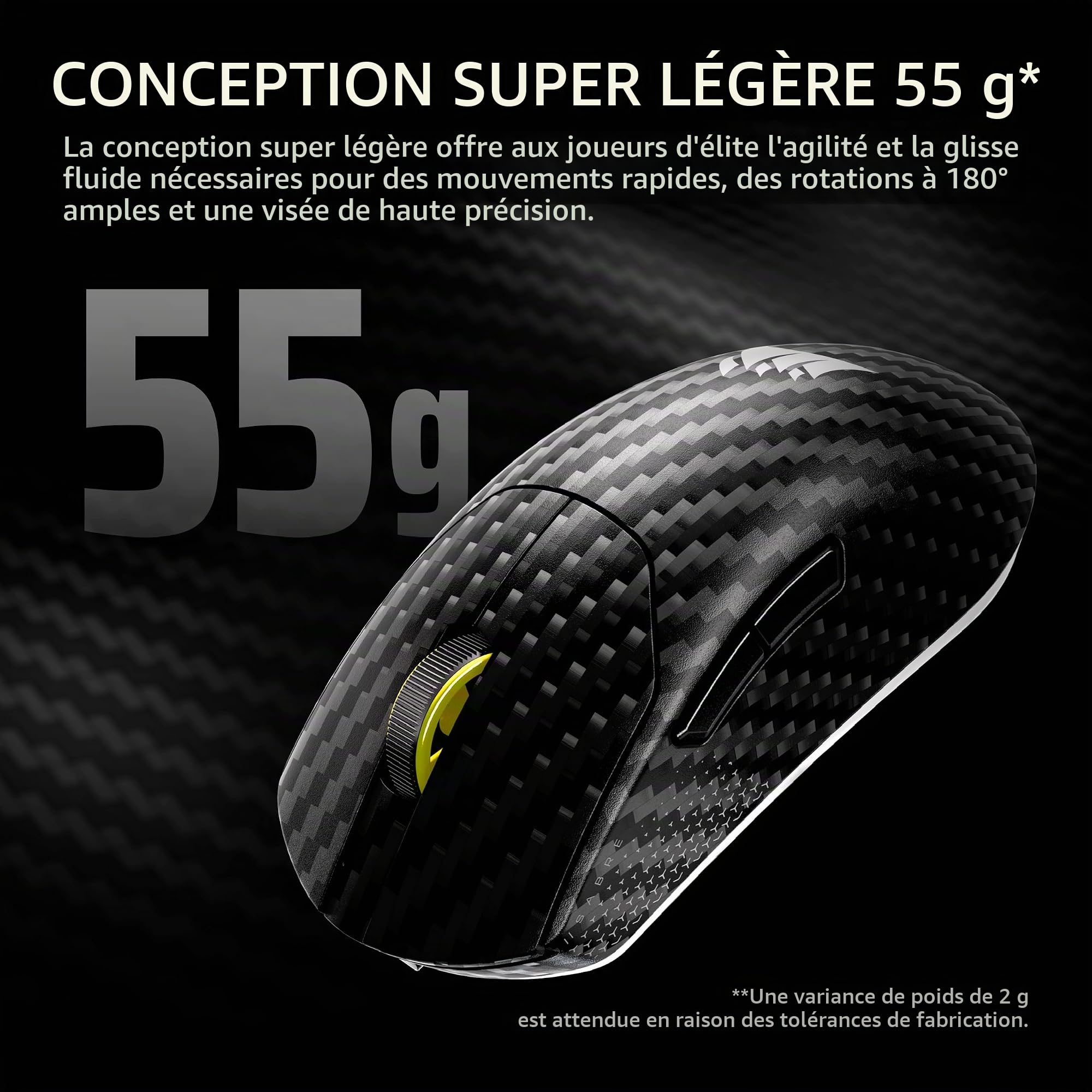 corsair-sabre-v2-pro-souris-gaming-sans-fil-55-g-fibre-de-carbone-33-000-dpi-8-0 image 5