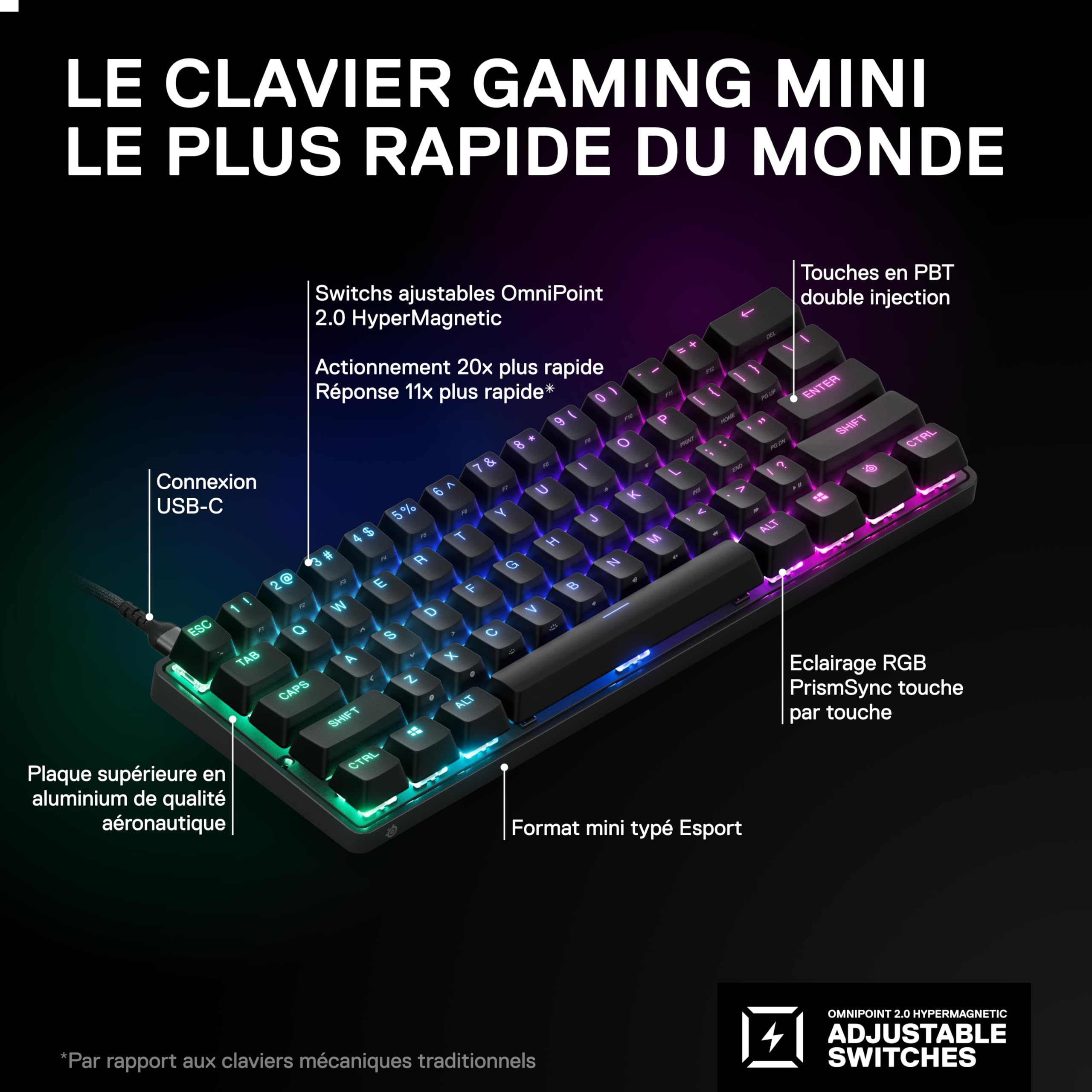 steelseries-apex-pro-mini-clavier-gaming-60-hypermagnetic-azerty-noir image 4