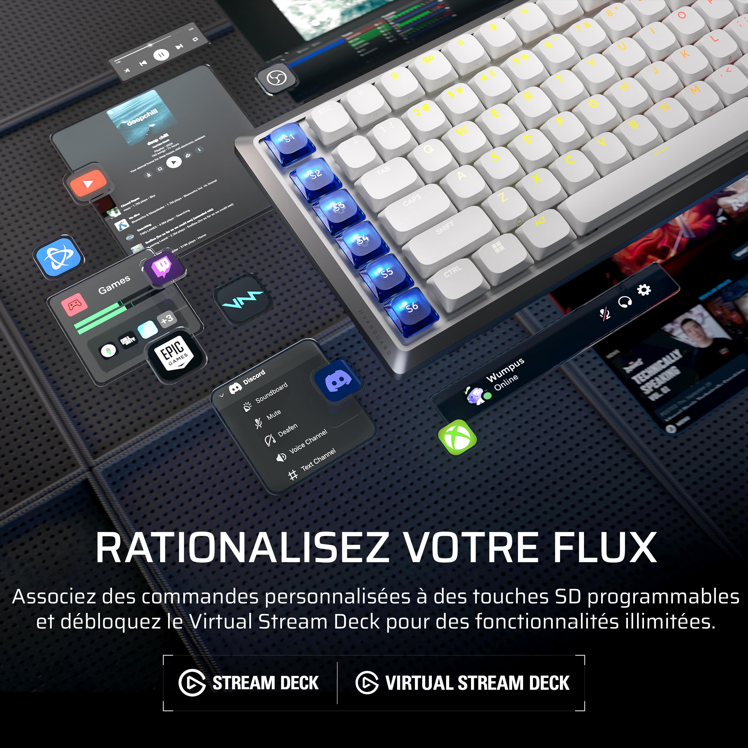 corsair-vanguard-air-99-wireless-clavier-gaming-rgb-azerty-fr-blanc-optique-m-ca image 6