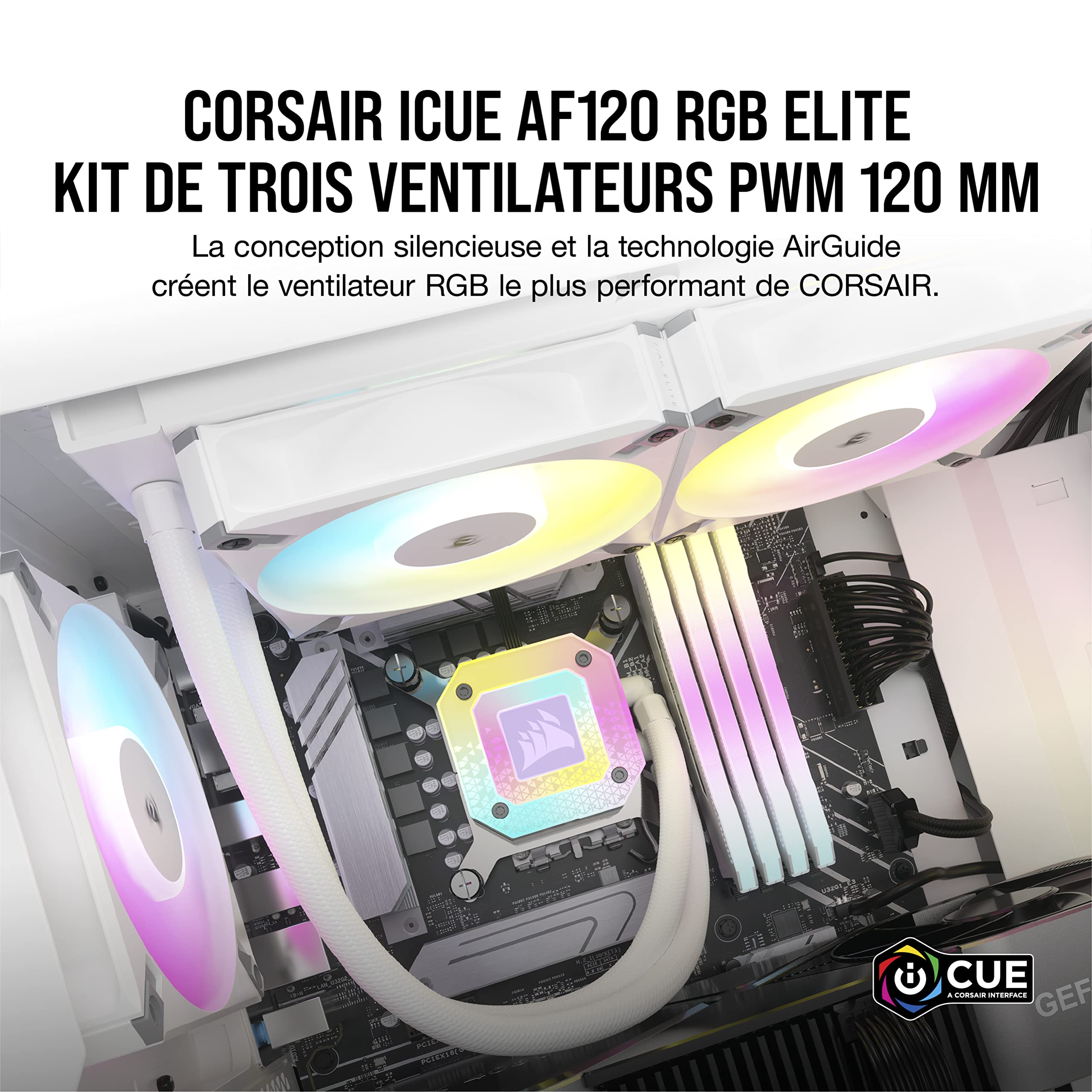 corsair-icue-af120-rgb-elite-kit-3-ventilateurs-boitier-120-mm-pwm-lighting-node image 2