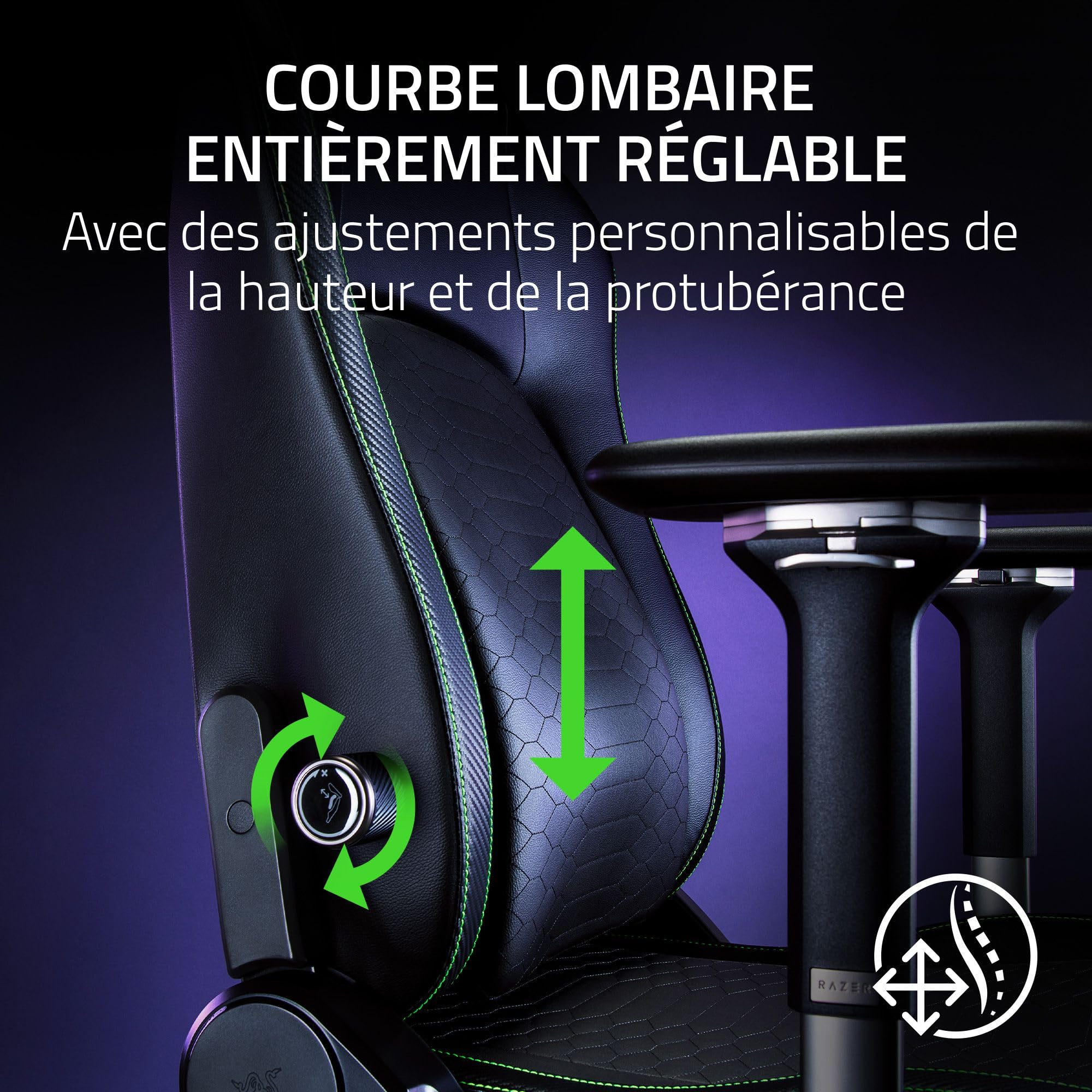 razer-iskur-v2-chaise-gaming-ergonomique-soutien-lombaire-epu-noir image 4