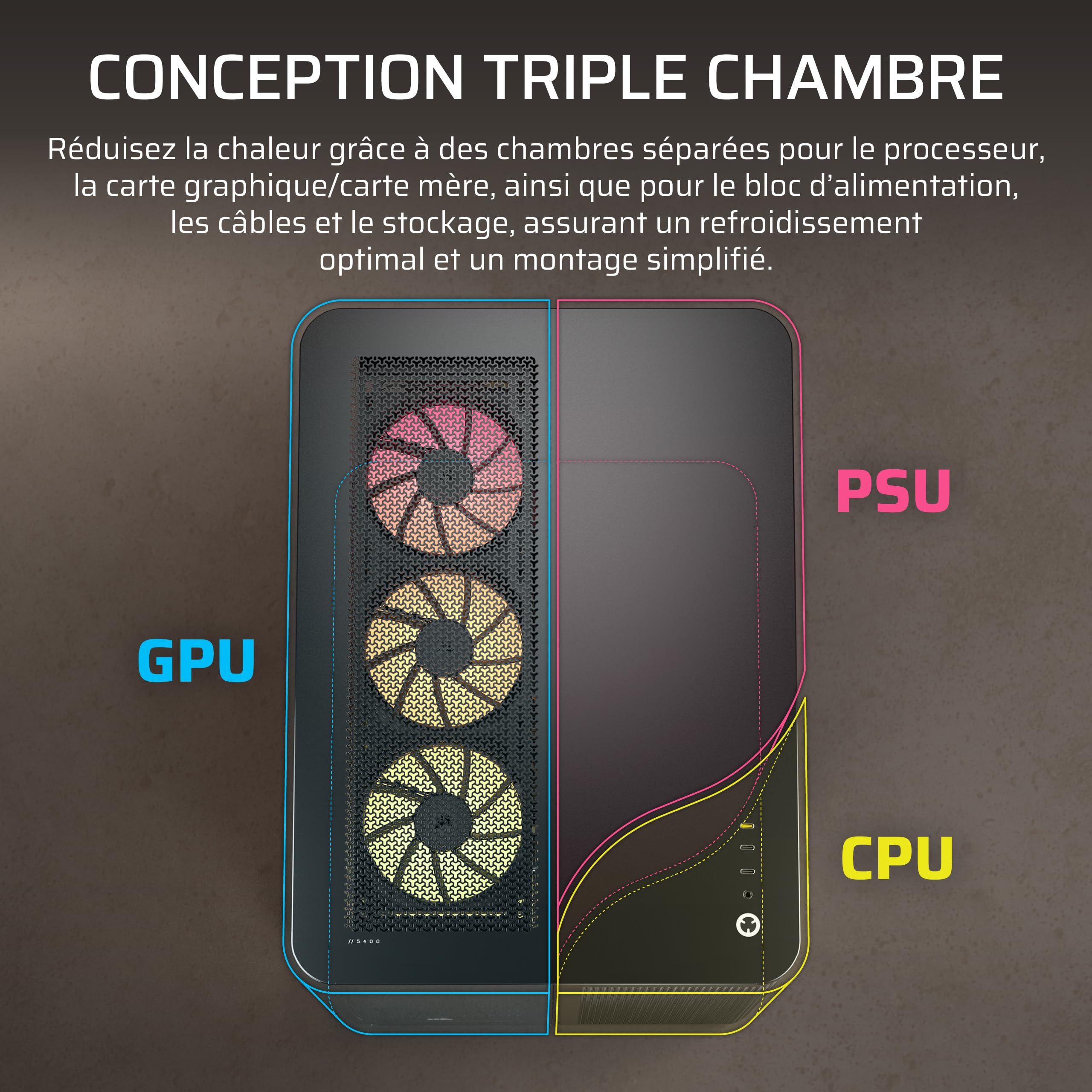 corsair-air-5400-lx-r-rgb-icue-link-bo-tier-pc-triple-chambre-panoramique-noir image 3