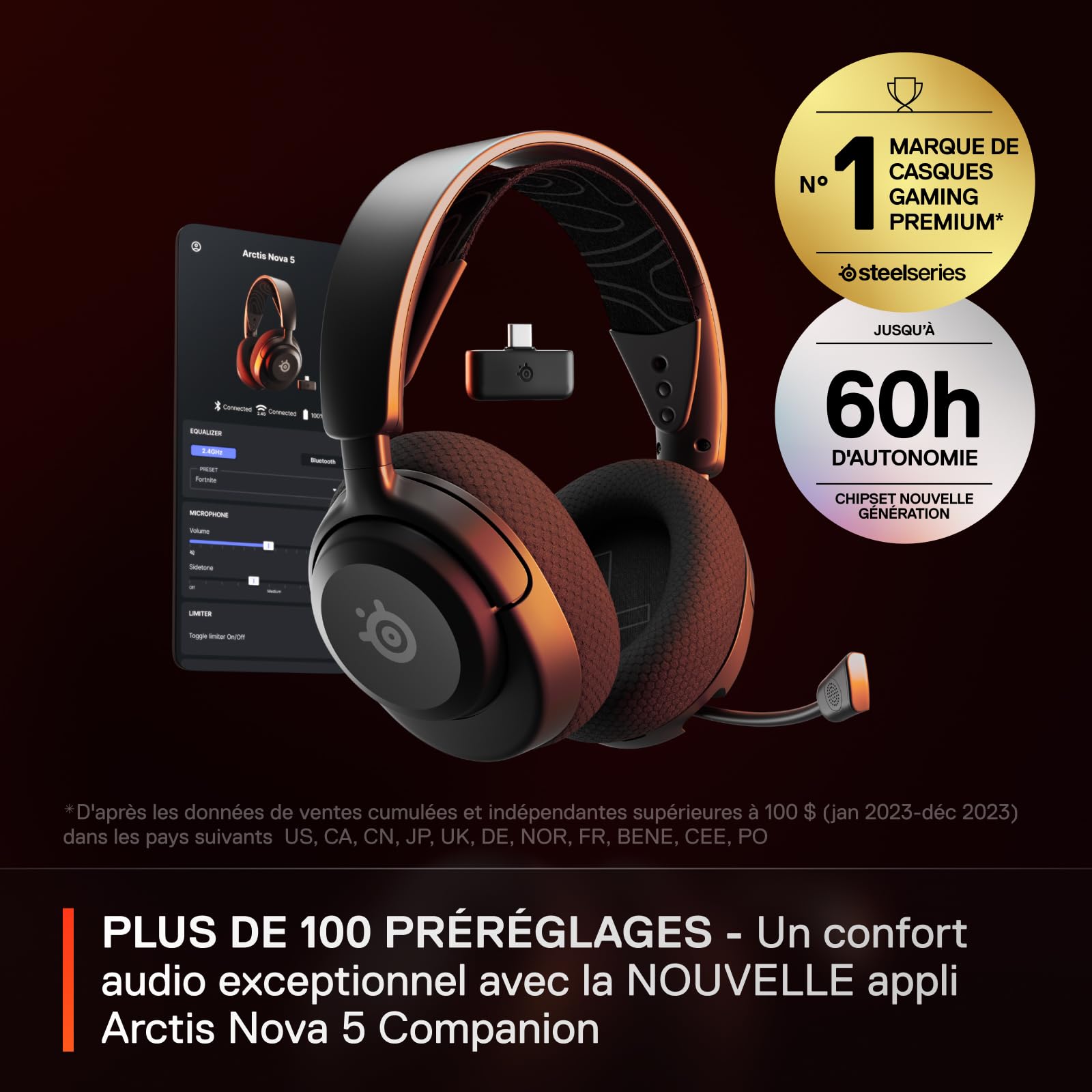 steelseries-arctis-nova-5-casque-gaming-sans-fil-2-4ghz-bluetooth-60h-100-profil image 3