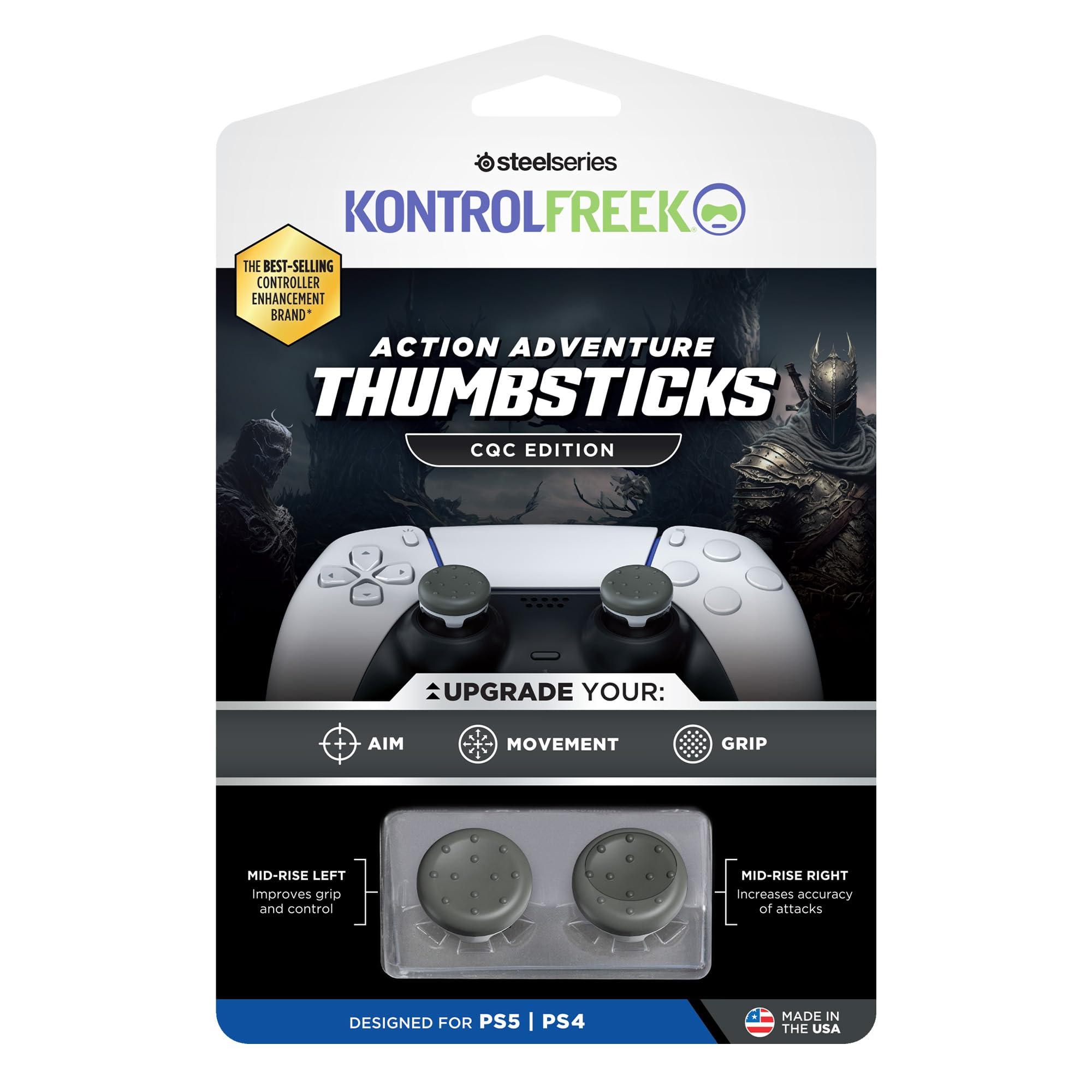 kontrolfreek-cqc-classic-grips-capuchons-joystick-low-rise-ps5-ps4-gris-blanc image 6
