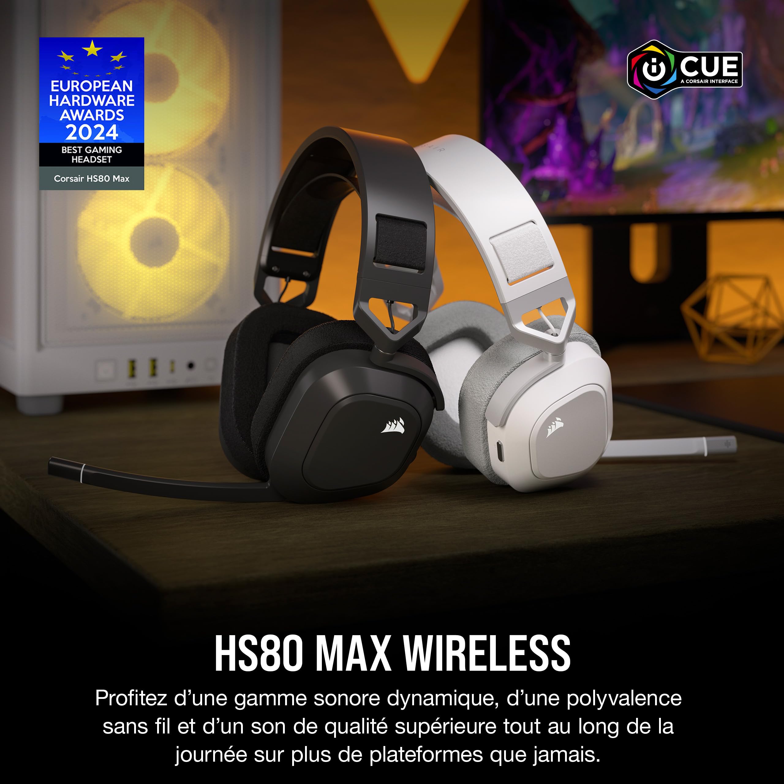corsair-hs80-max-wireless-casque-gaming-multiplateforme-gris-acier image 2