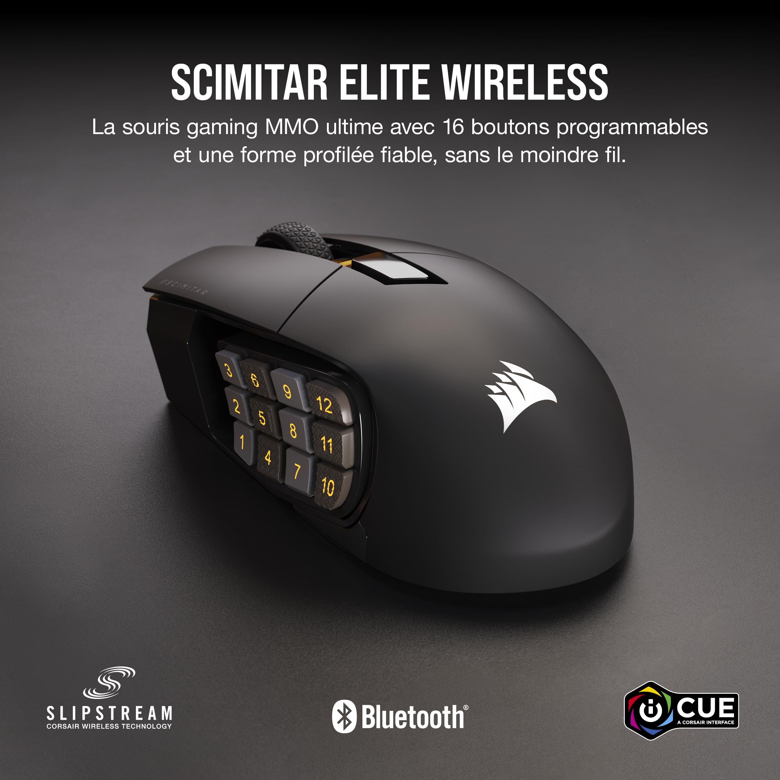 corsair-scimitar-elite-wireless-noire-souris-gaming-mmo-16-boutons-26000-dpi image 2