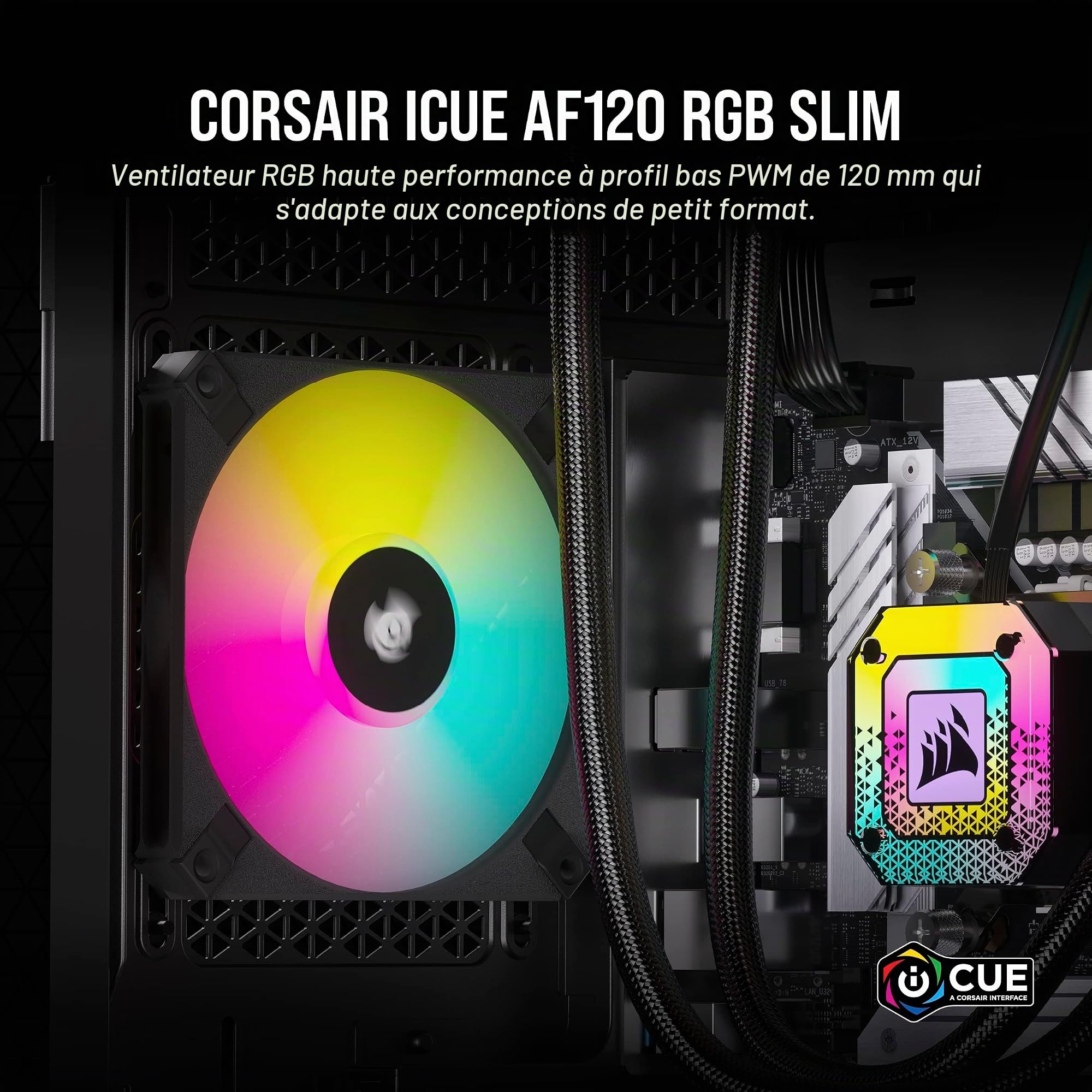 corsair-af120-rgb-slim-120mm-pwm-ventilateur-fin-noir image 2