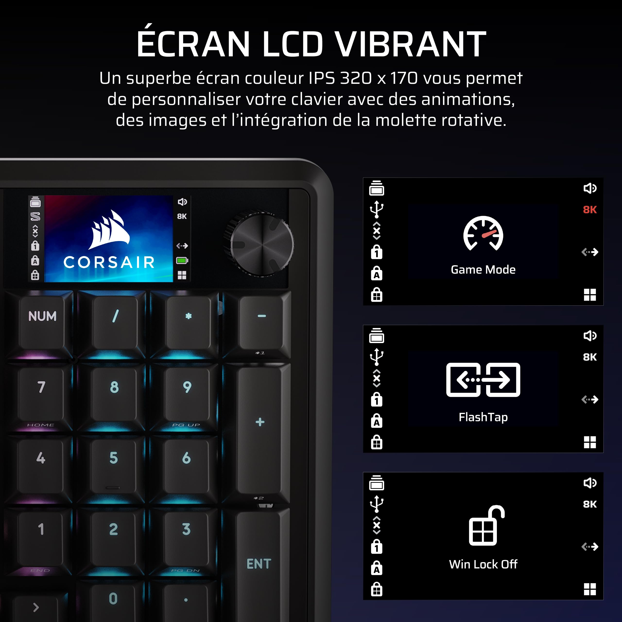 corsair-vanguard-96-wireless-clavier-gaming-96-azerty-hall-effect-8khz-noir image 5
