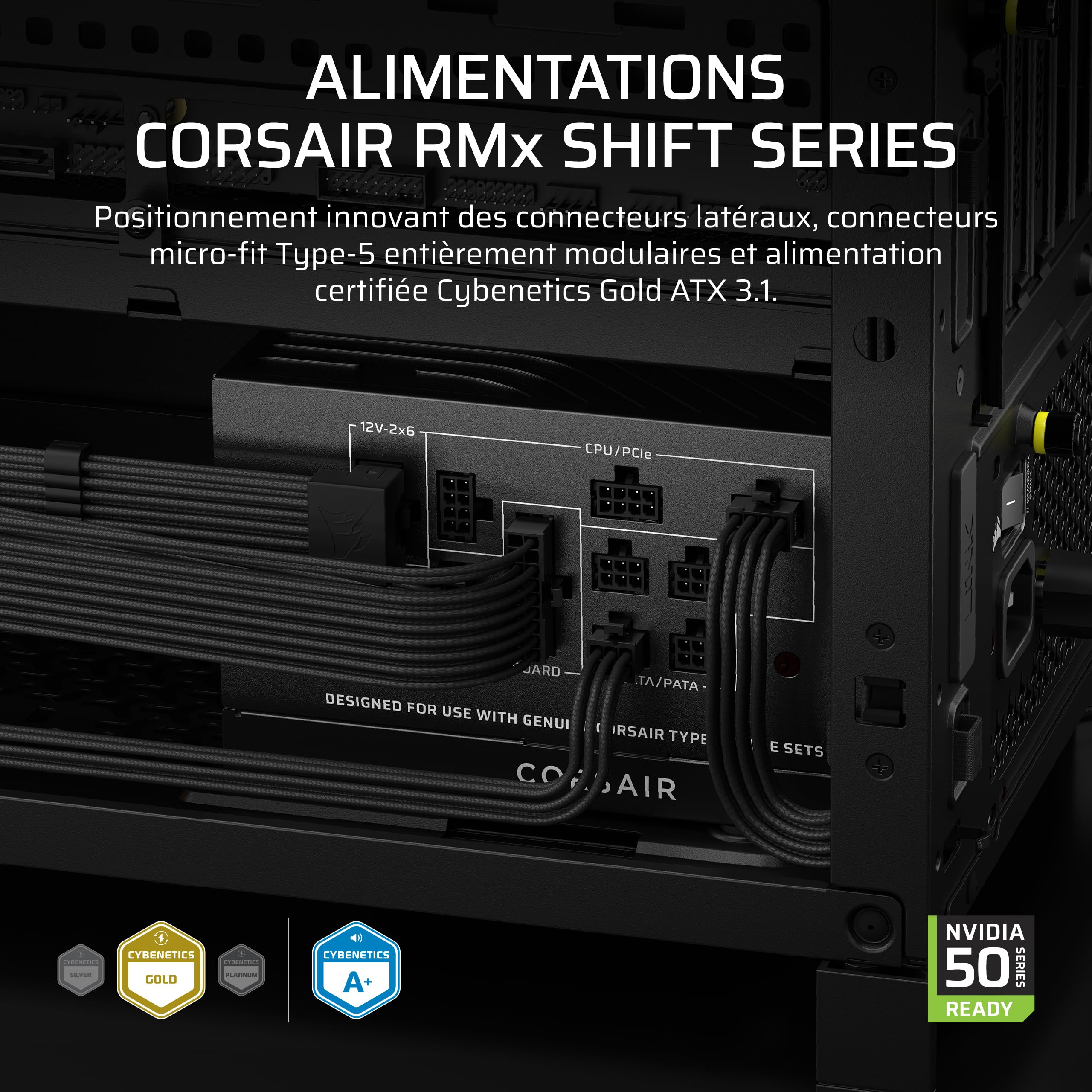 corsair-rm850x-shift-alimentation-pc-atx-3-1-850w-modulaire-gold-noir-12v-2x6 image 2