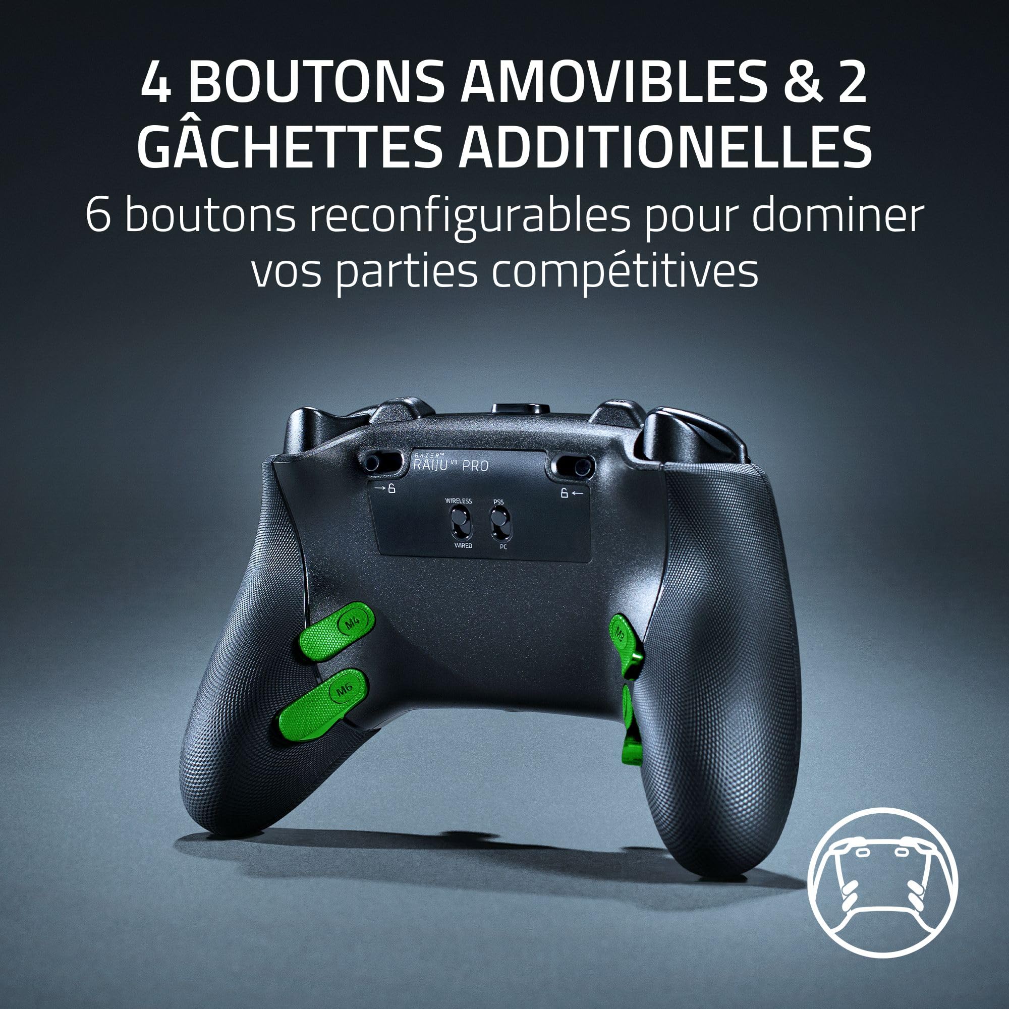 razer-raiju-v3-pro-manette-sans-fil-e-sport-ps5-et-pc-noir image 3