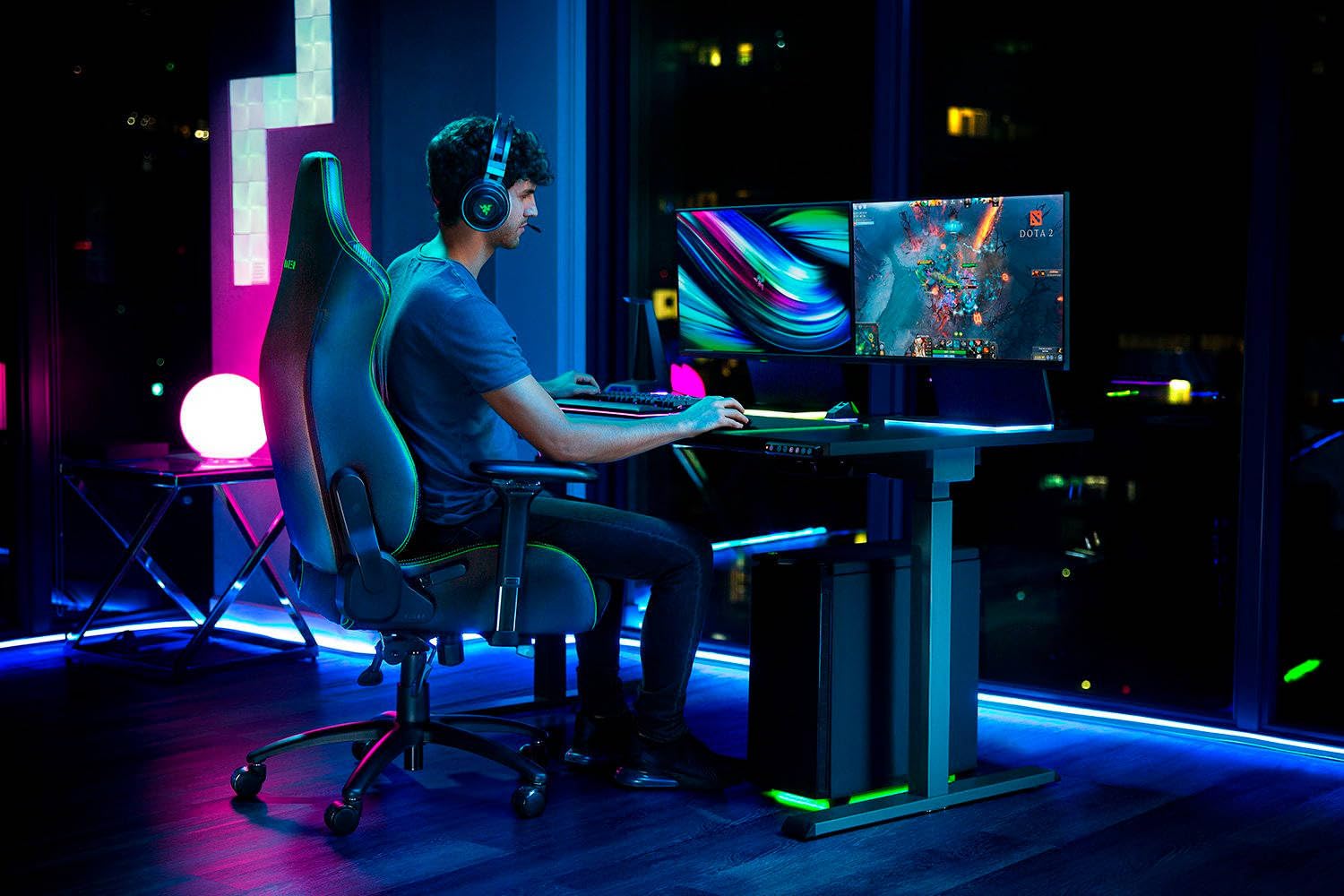 razer-iskur-chaise-gaming-ergonomique-cuir-synth-tique-vert-taille-xl image 2