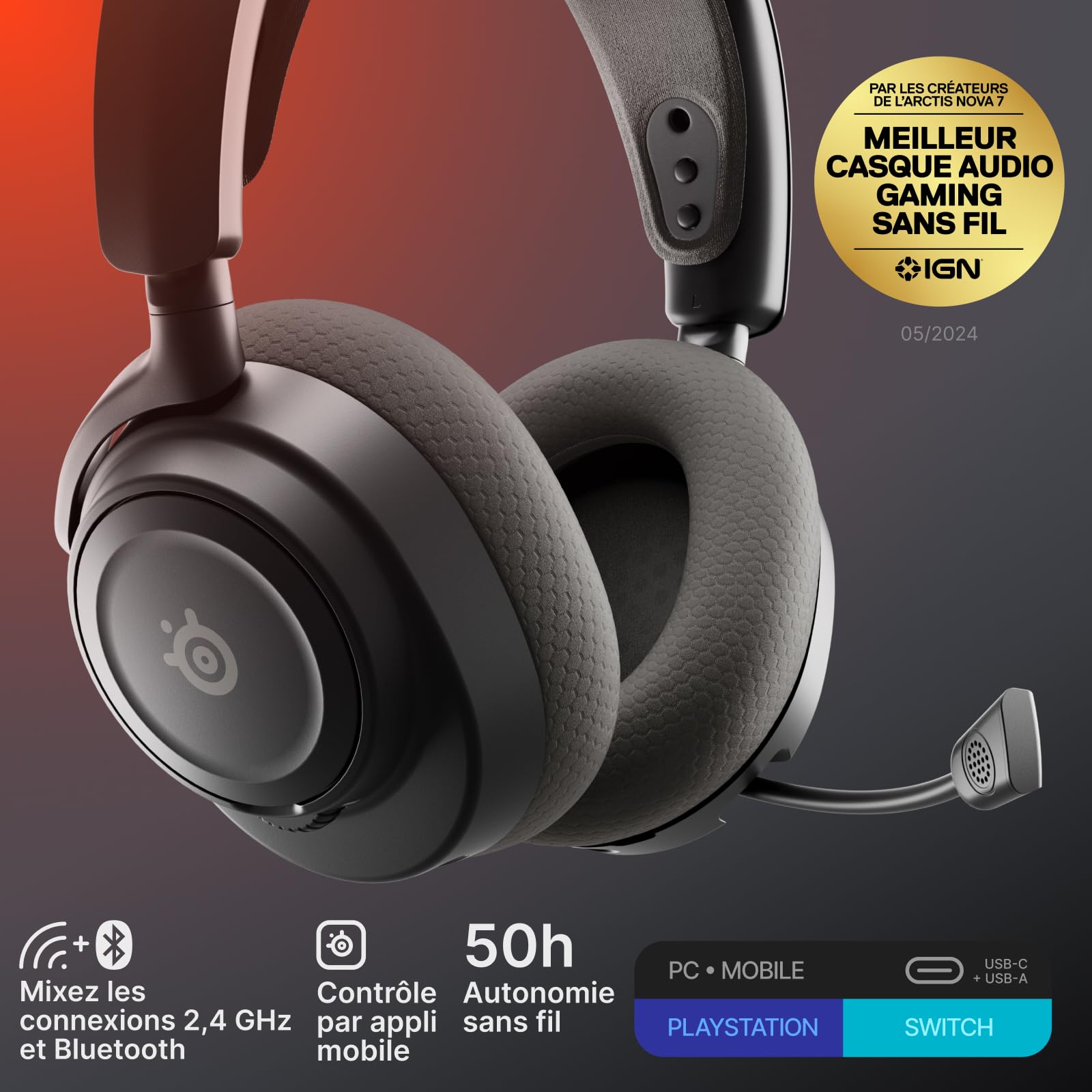 steelseries-arctis-nova-7-gen2-casque-sans-fil-multi-plateforme-50h-noir image 2