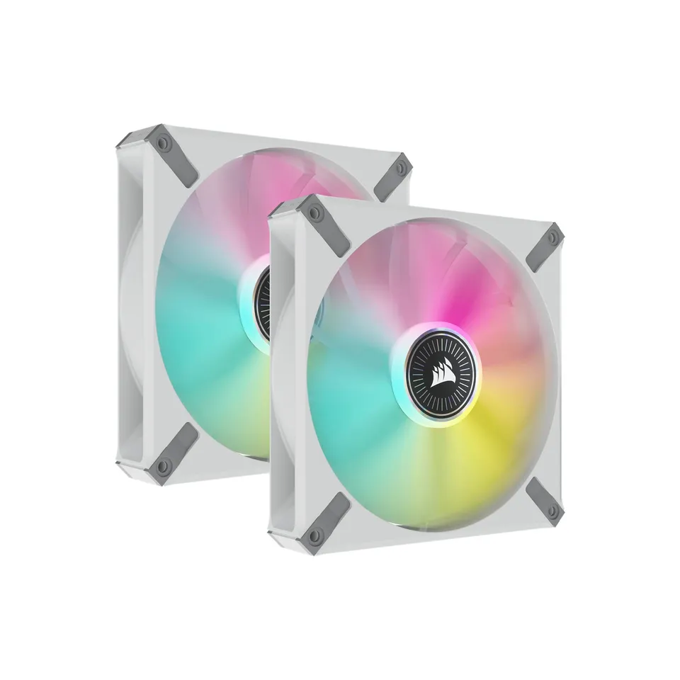 corsair-icue-ml140-rgb-elite-ventilateur-140-mm-pwm-pack-double-blanc image 1