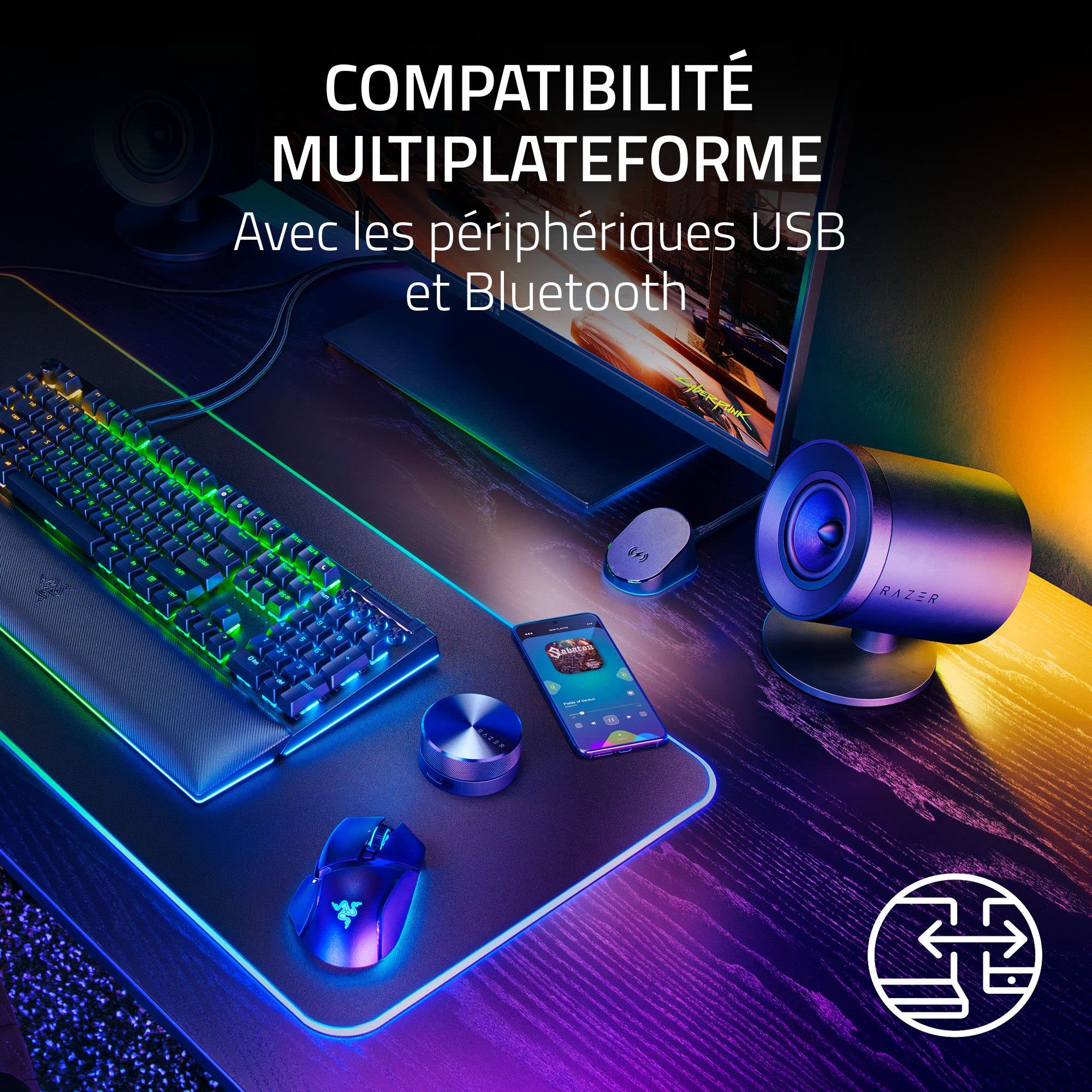 razer-nommo-v2-pro-enceintes-gaming-2-1-avec-caisson-de-basses-sans-fil-noir image 7