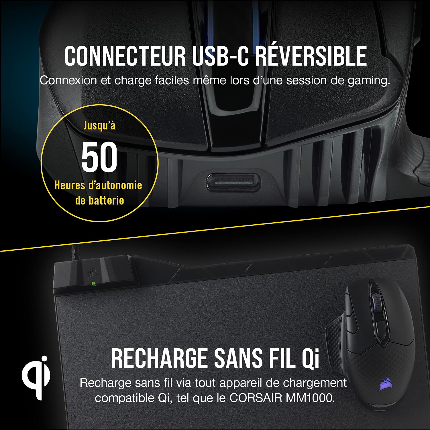 corsair-dark-core-rgb-pro-se-souris-gaming-sans-fil-18000-dpi-noire image 6