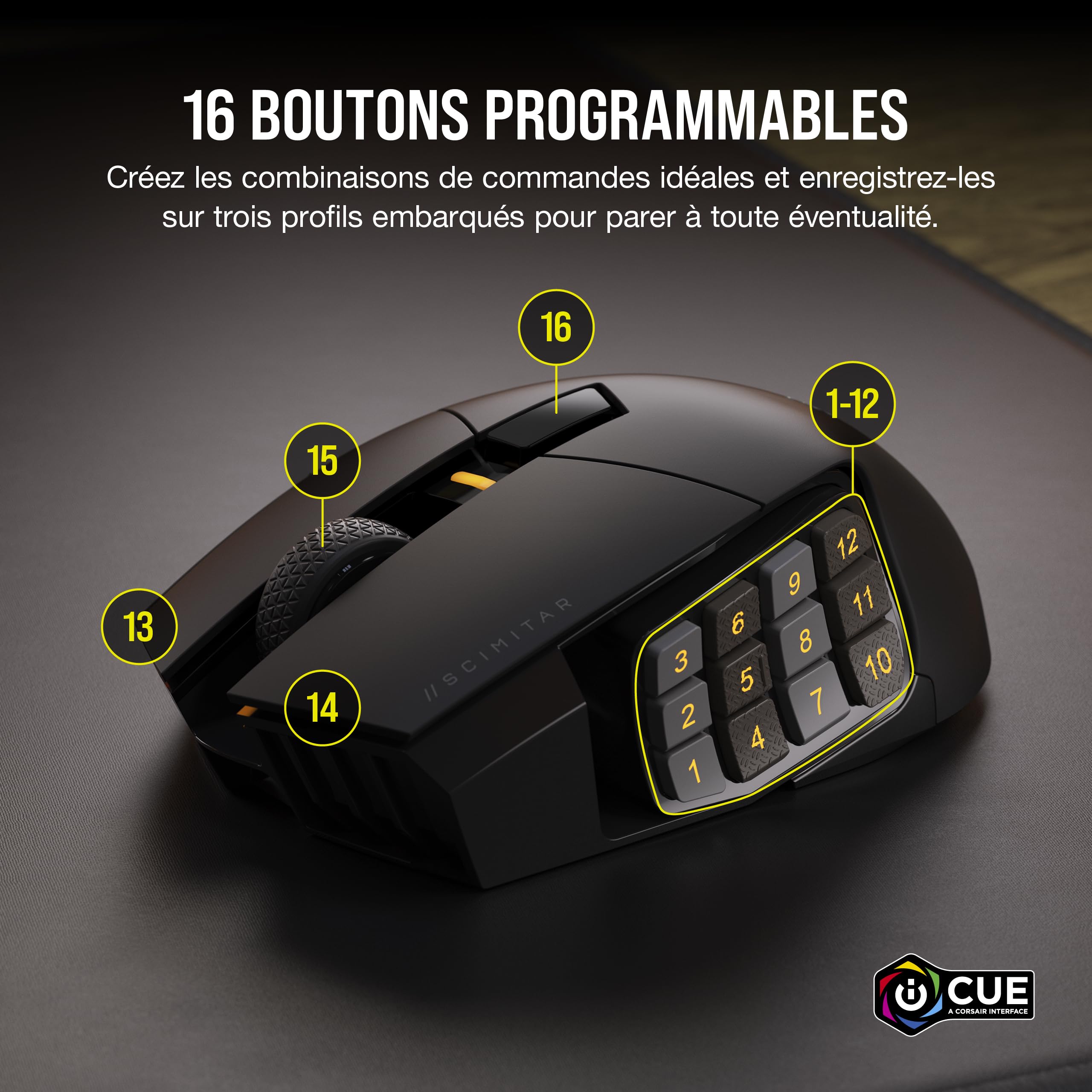 corsair-scimitar-elite-wireless-noire-souris-gaming-mmo-16-boutons-26000-dpi image 3