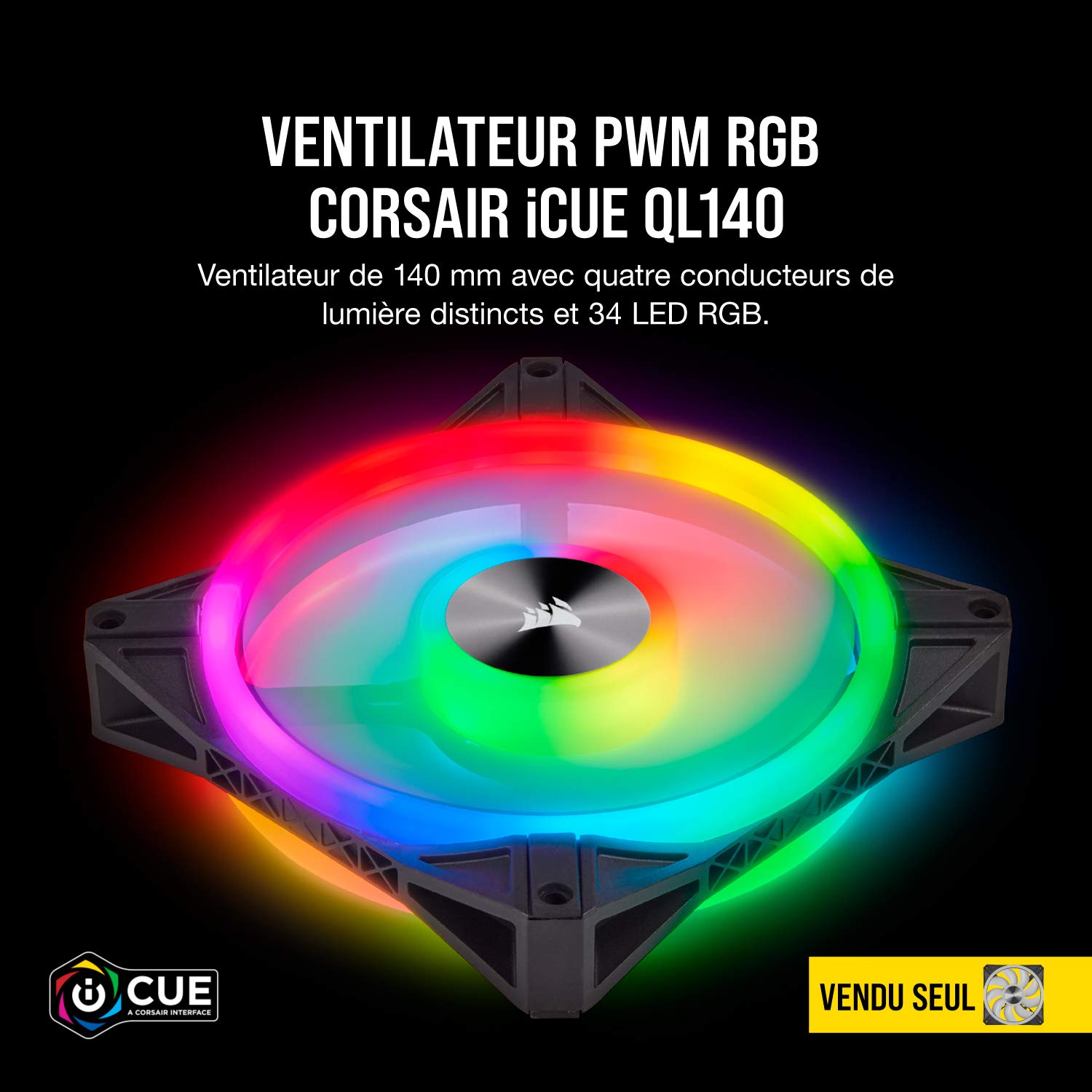 corsair-ql140-rgb-ventilateur-boitier-140-mm-pwm-noir image 3