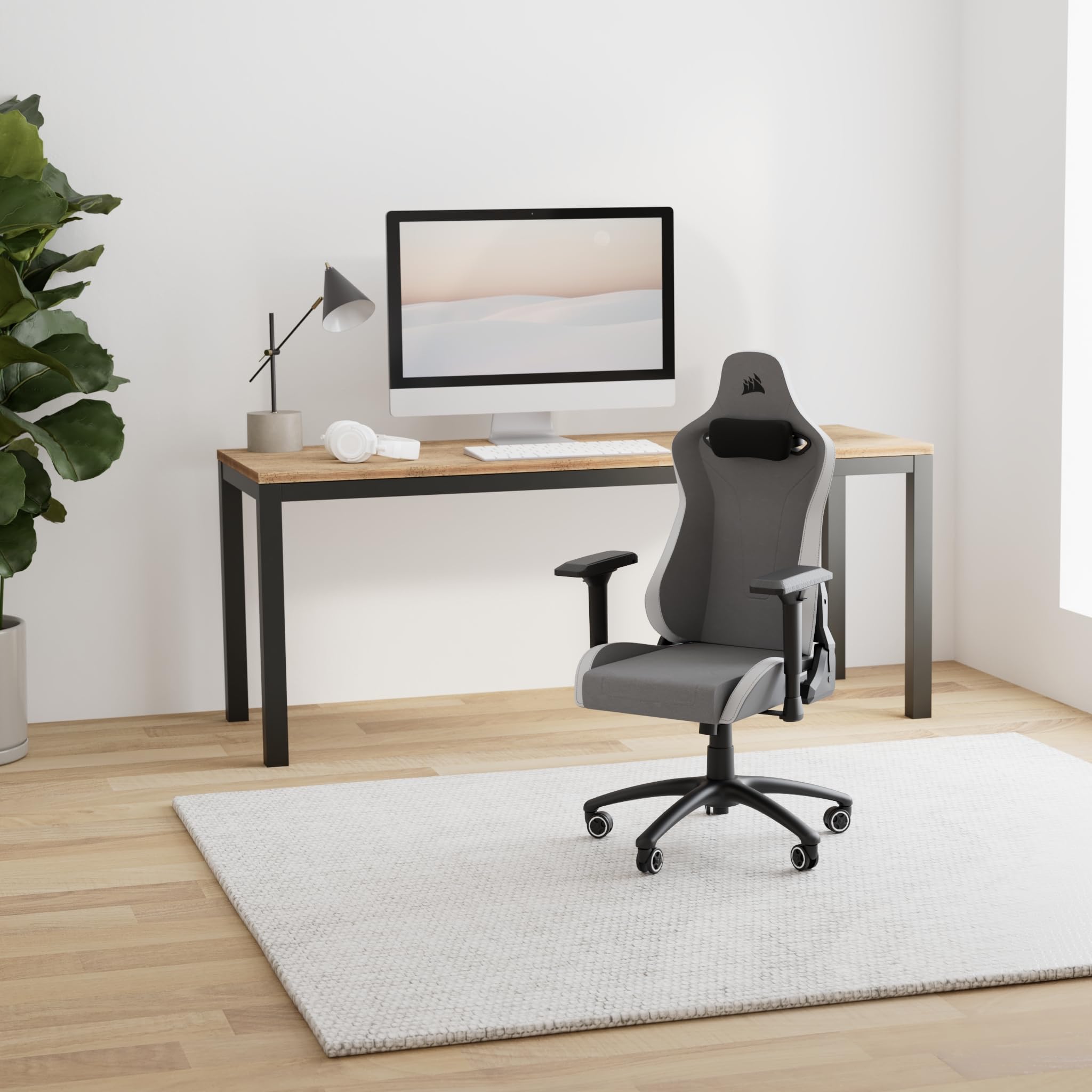 corsair-tc200-fabric-fauteuil-gaming-tissu-gris-clair-blanc-accoudoirs-4d image 2