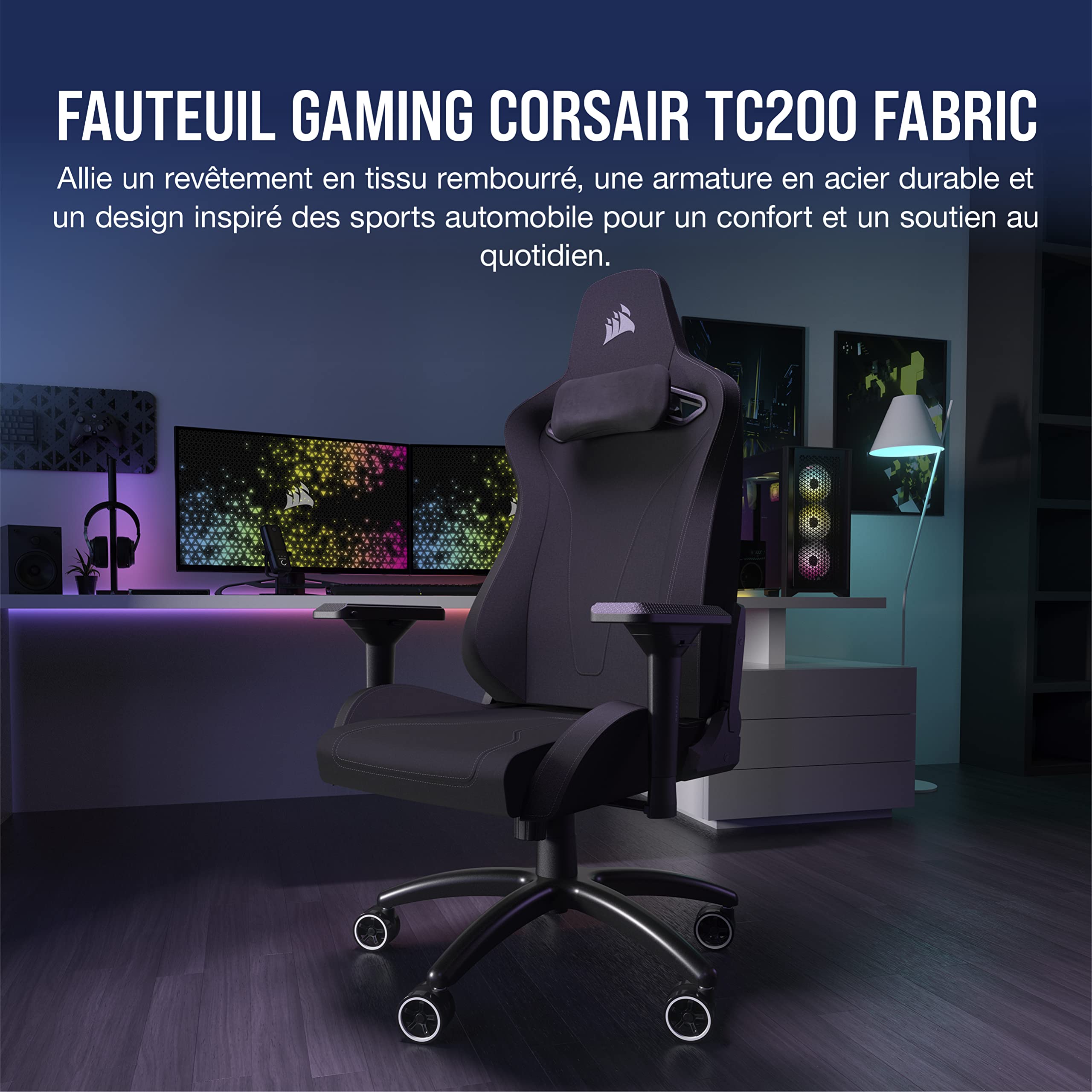 corsair-tc200-fabric-fauteuil-gaming-tissu-noir-noir-accoudoirs-4d-soutien-lomba image 3