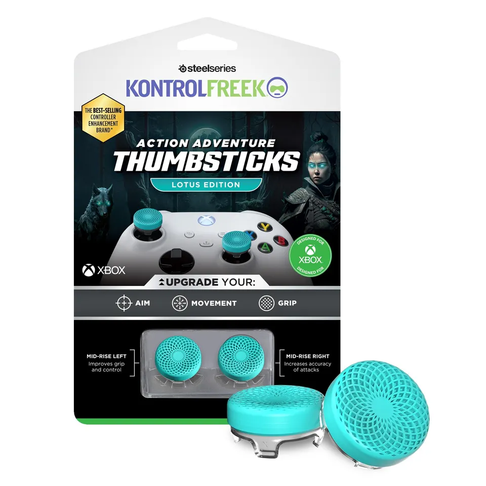 kontrolfreek-lotus-grips-manette-xbox-2-rehausseurs-mid-rise-6-1-mm-turquoise image 1