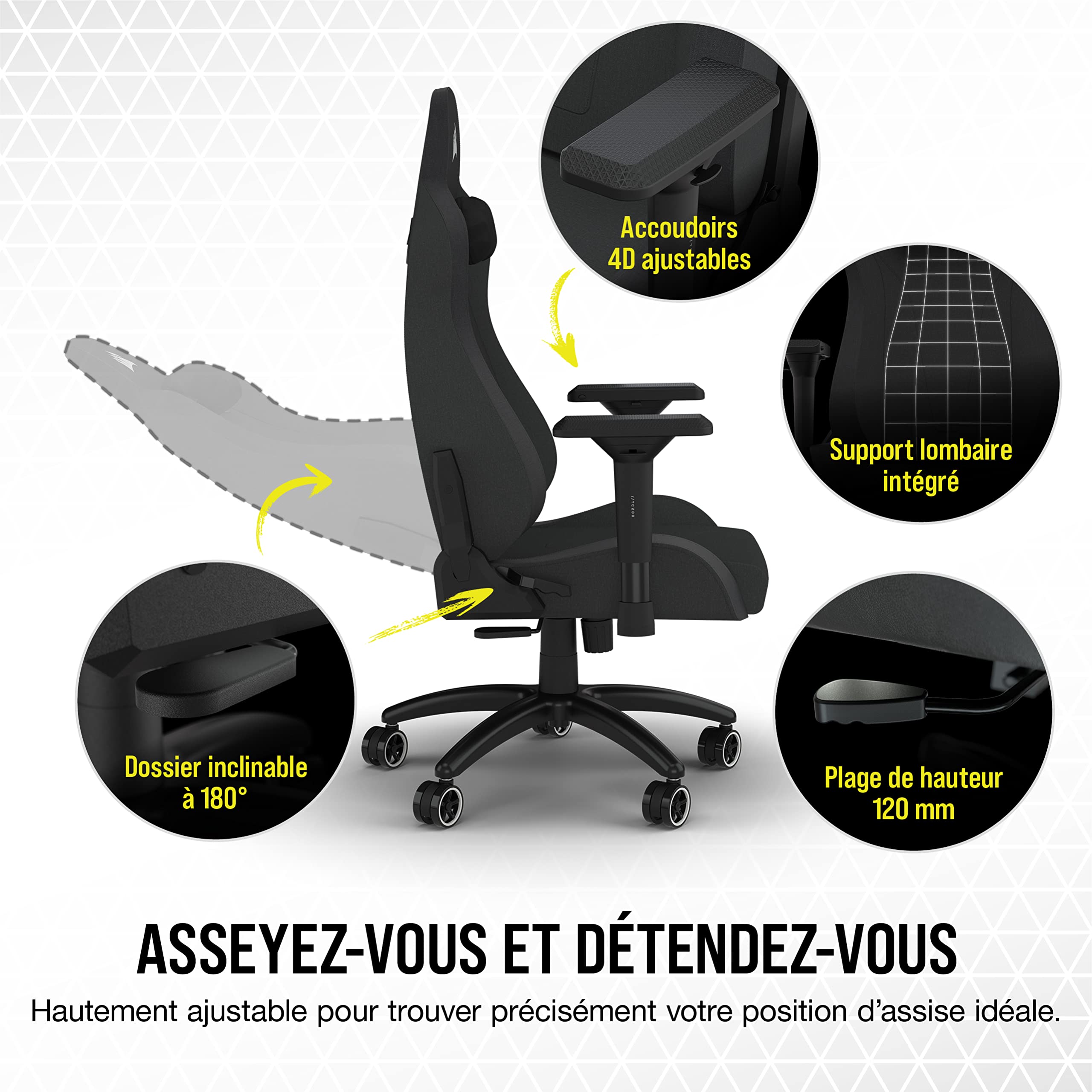 corsair-tc200-fabric-fauteuil-gaming-tissu-noir-noir-accoudoirs-4d-soutien-lomba image 6