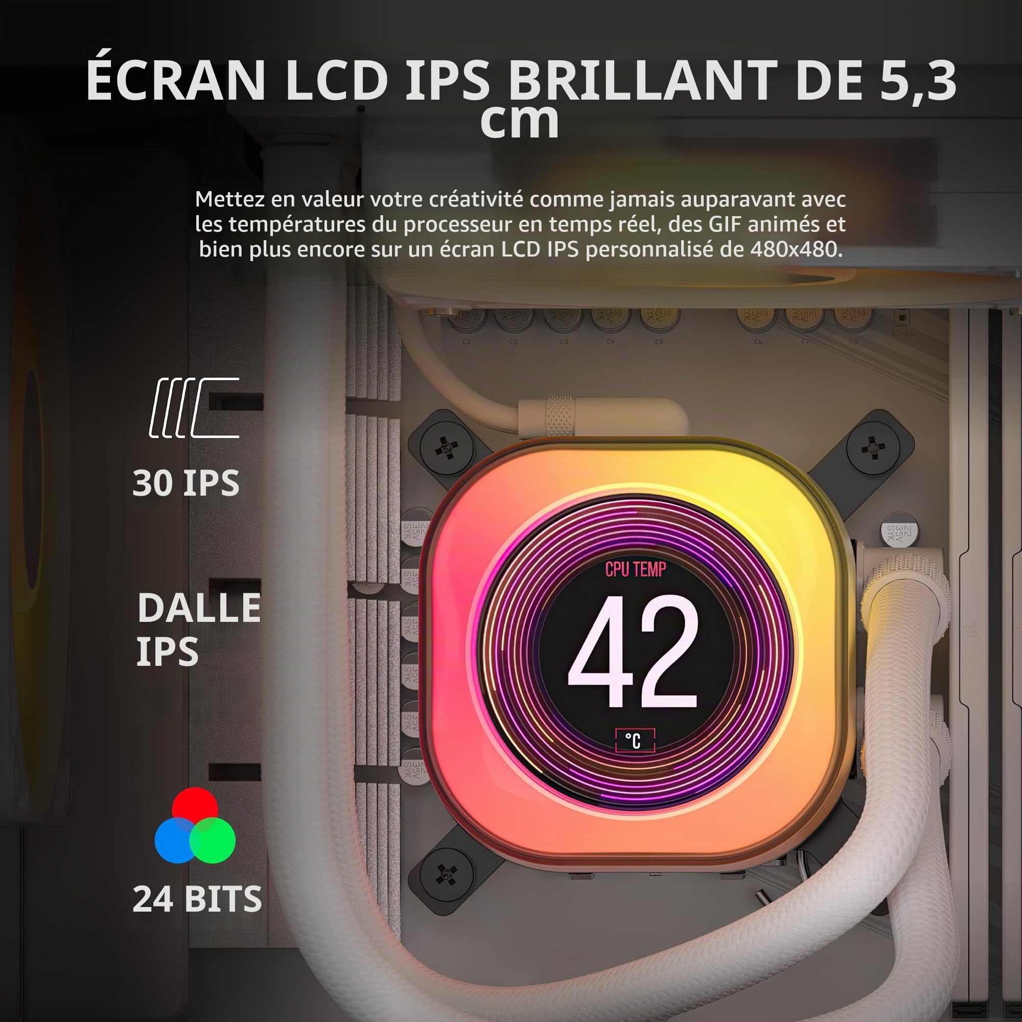 corsair-icue-link-titan-240-rx-lcd-watercooling-cpu-240mm-blanc image 4