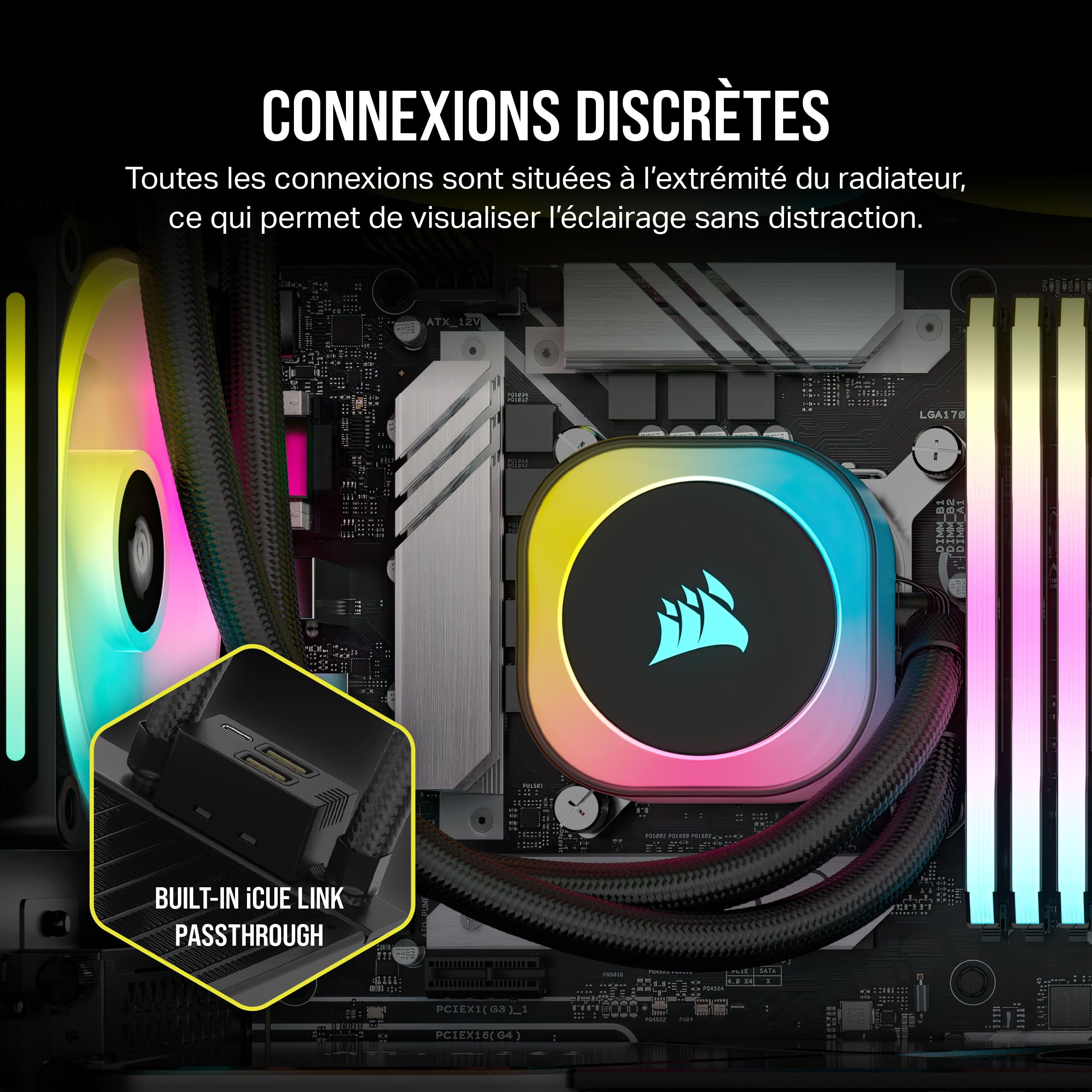 corsair-icue-link-h150i-rgb-360mm-watercooling-cpu-qx120-rgb-noir image 5