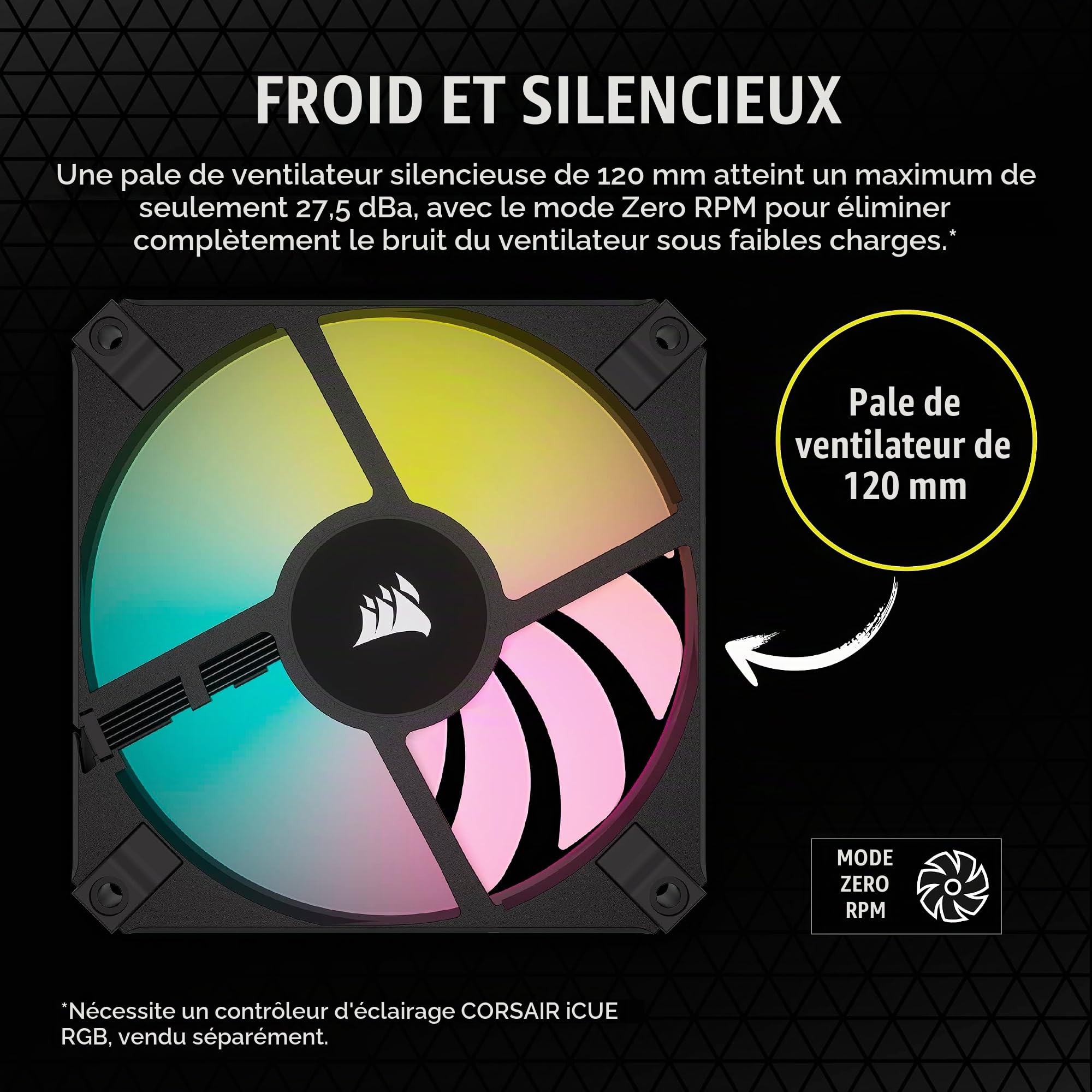 corsair-af120-rgb-slim-120mm-pwm-ventilateur-fin-noir image 6