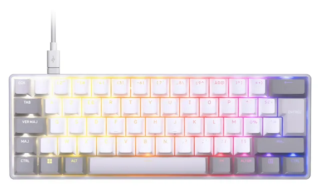 corsair-clipper-pro-mini-60-clavier-gaming-fps-effet-hall-azerty-blanc image 1
