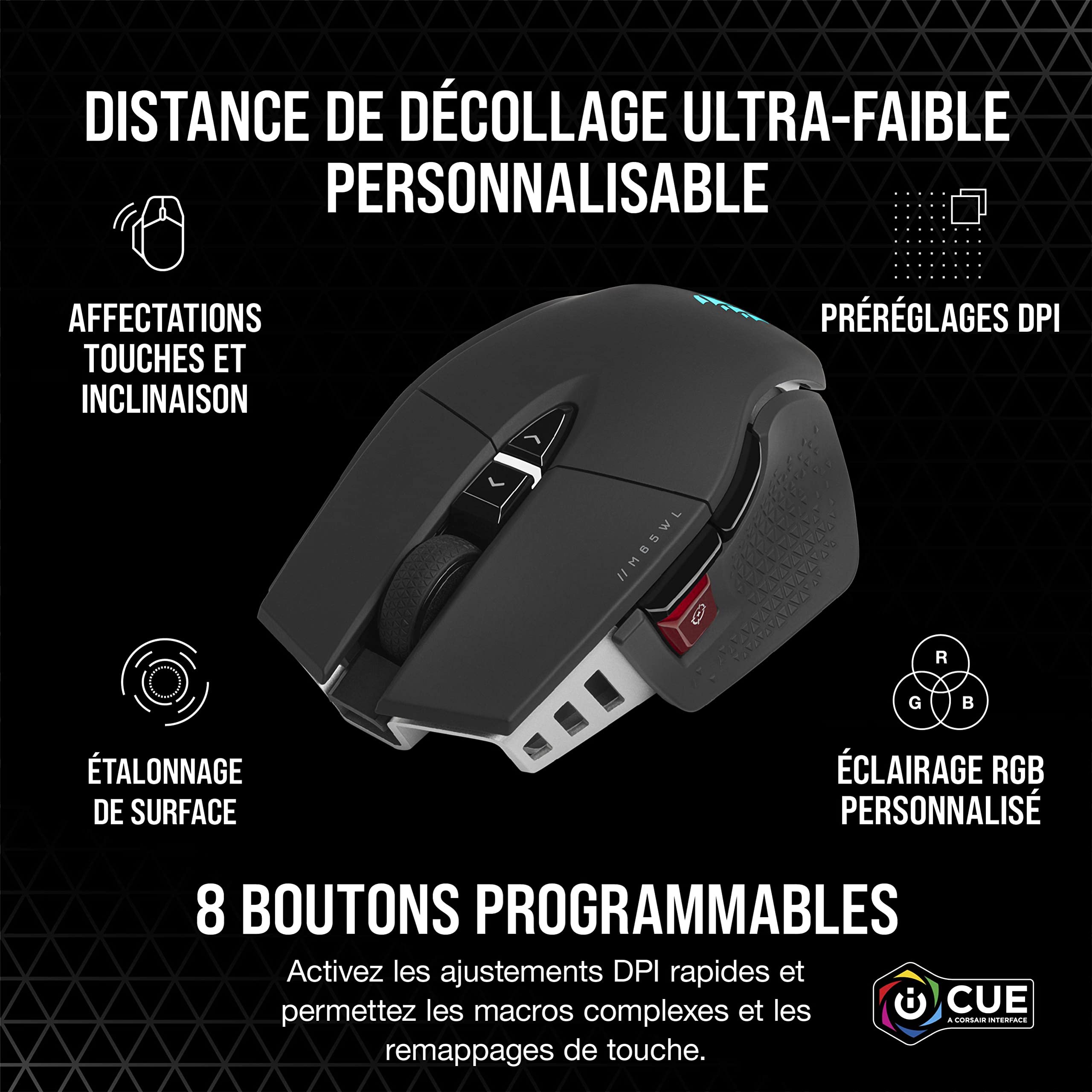 corsair-m65-rgb-ultra-wireless-souris-fps-26000-dpi-noire image 7