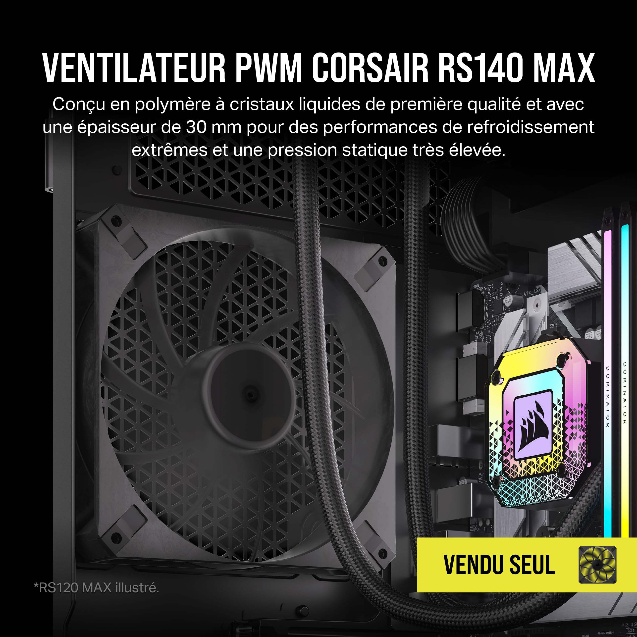 corsair-rs140-max-pwm-ventilateur-bo-tier-140-mm-pais-30-mm-noir image 2